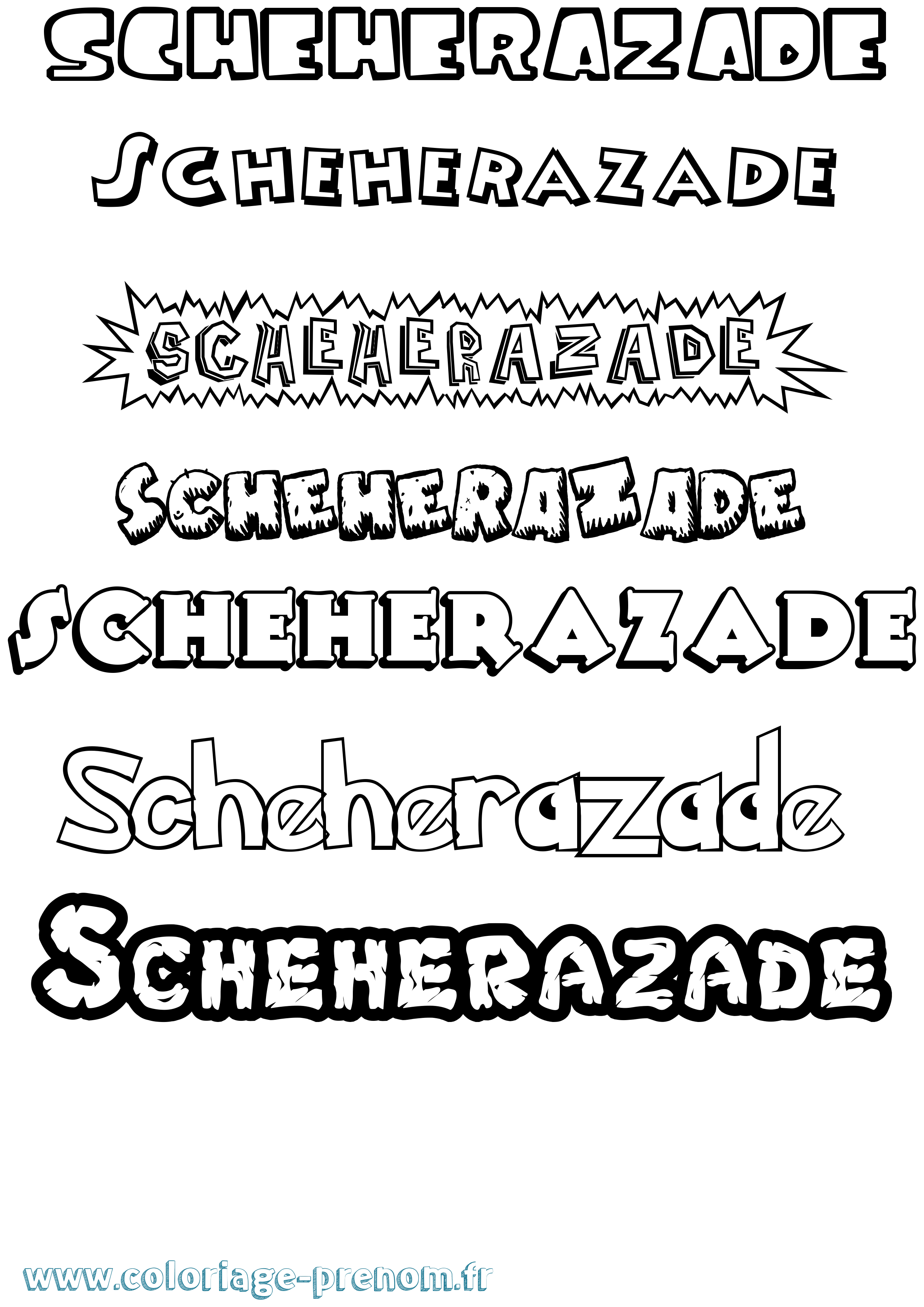 Coloriage Scheherazade Dessin Animé Coloriage prénom Scheherazade Dessin Animé