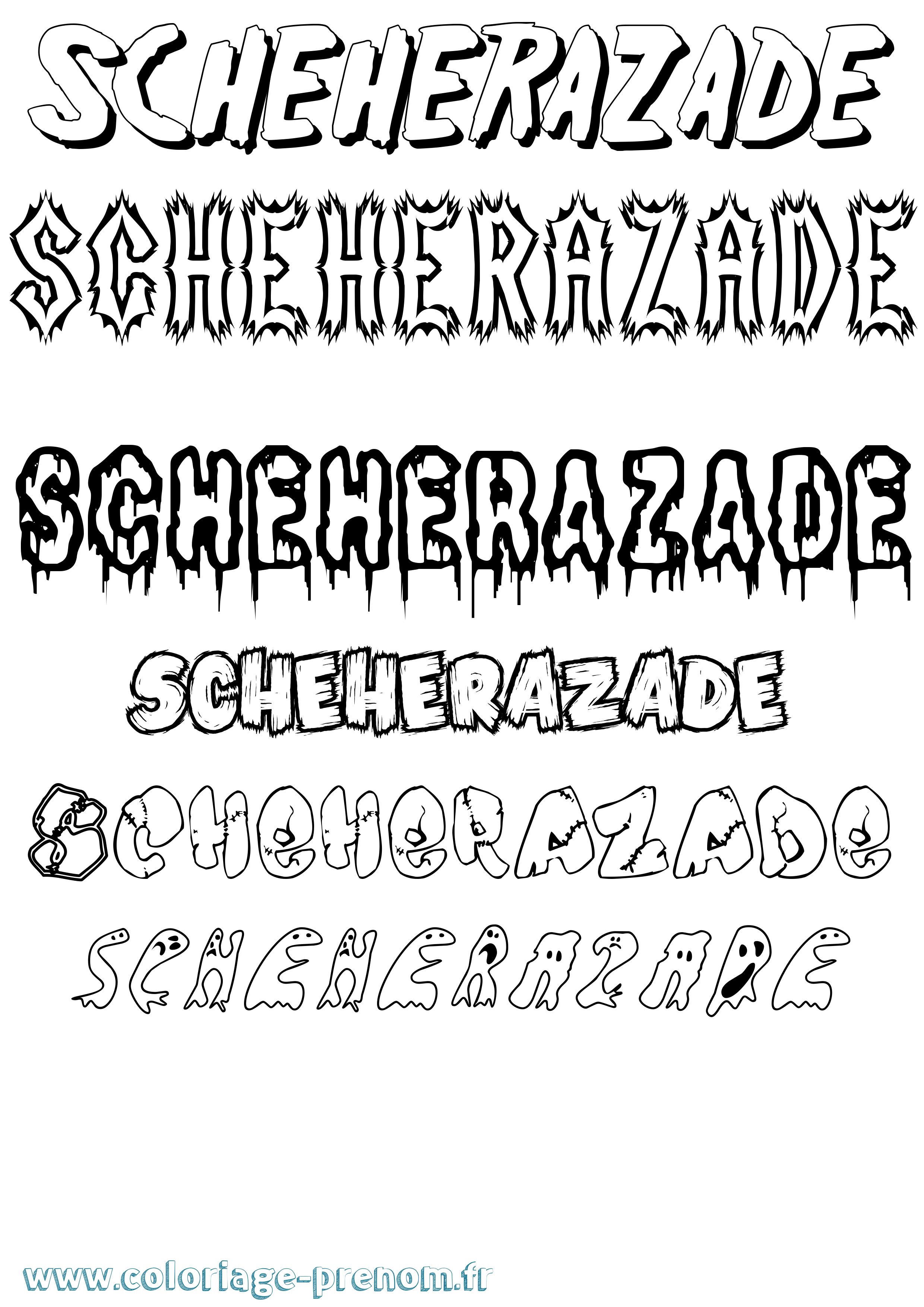 Coloriage Scheherazade Frisson Coloriage prénom Scheherazade Frisson