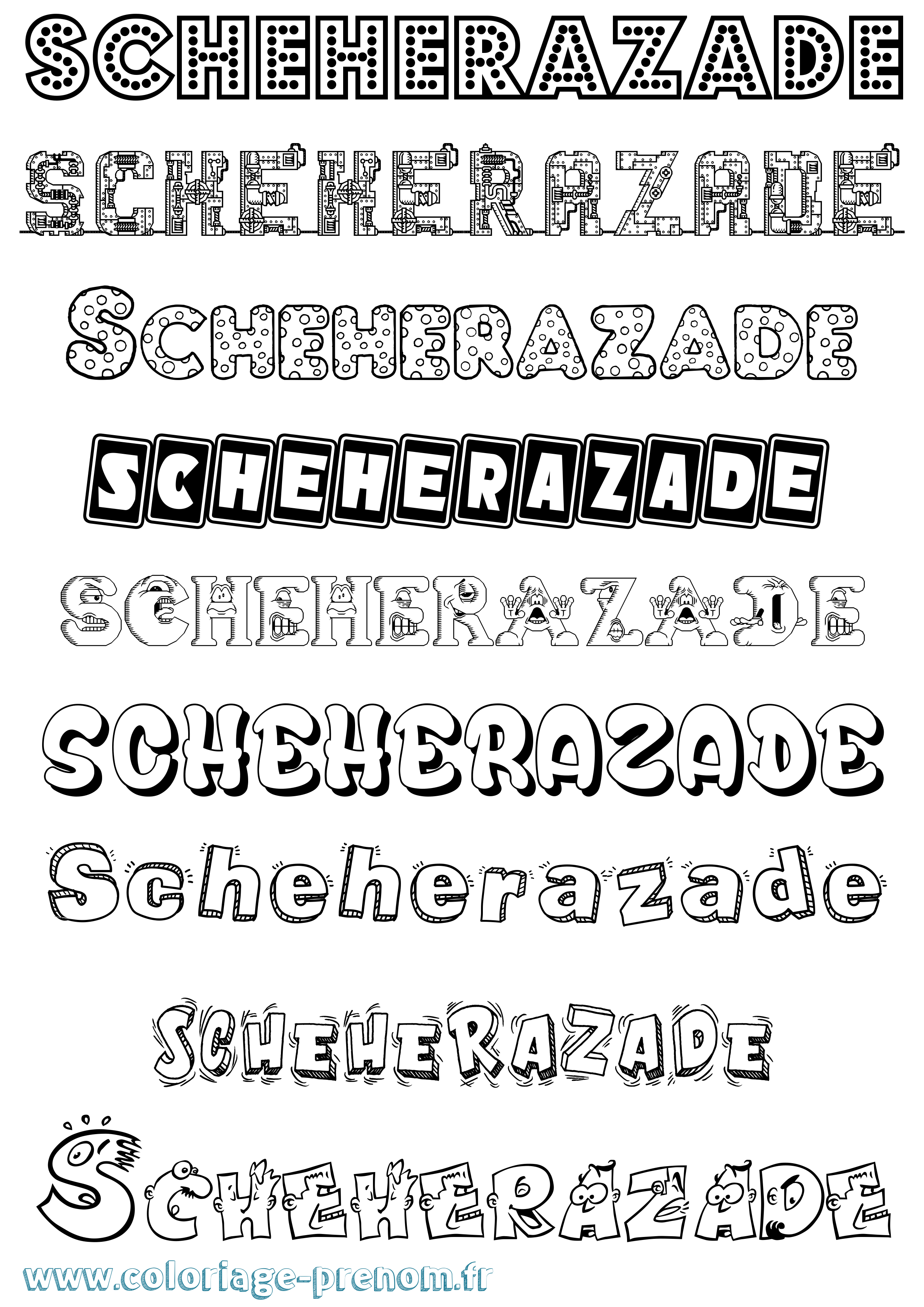 Coloriage Scheherazade Fun Coloriage prénom Scheherazade Fun