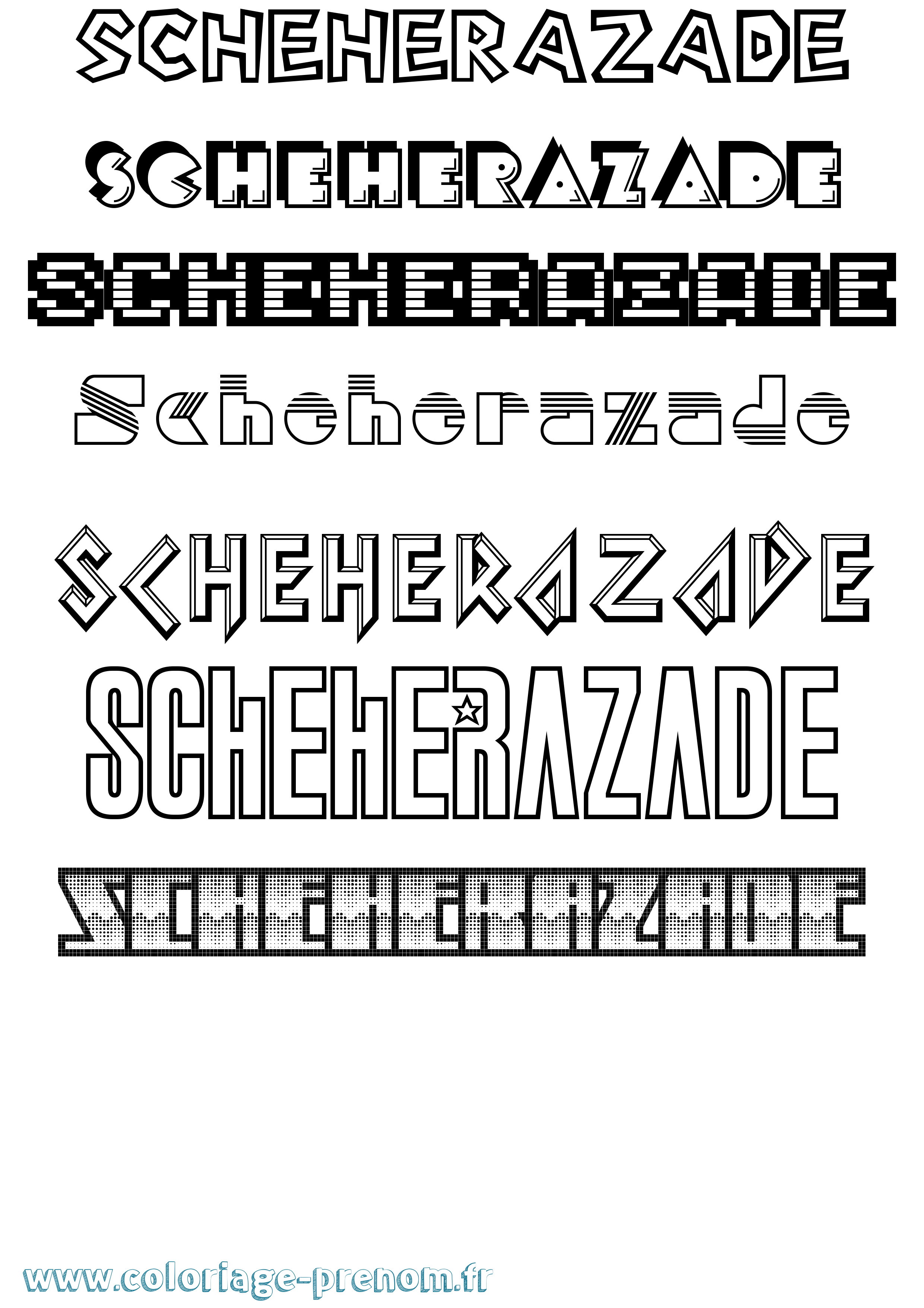 Coloriage Scheherazade Jeux Vidéos Coloriage prénom Scheherazade Jeux Vidéos