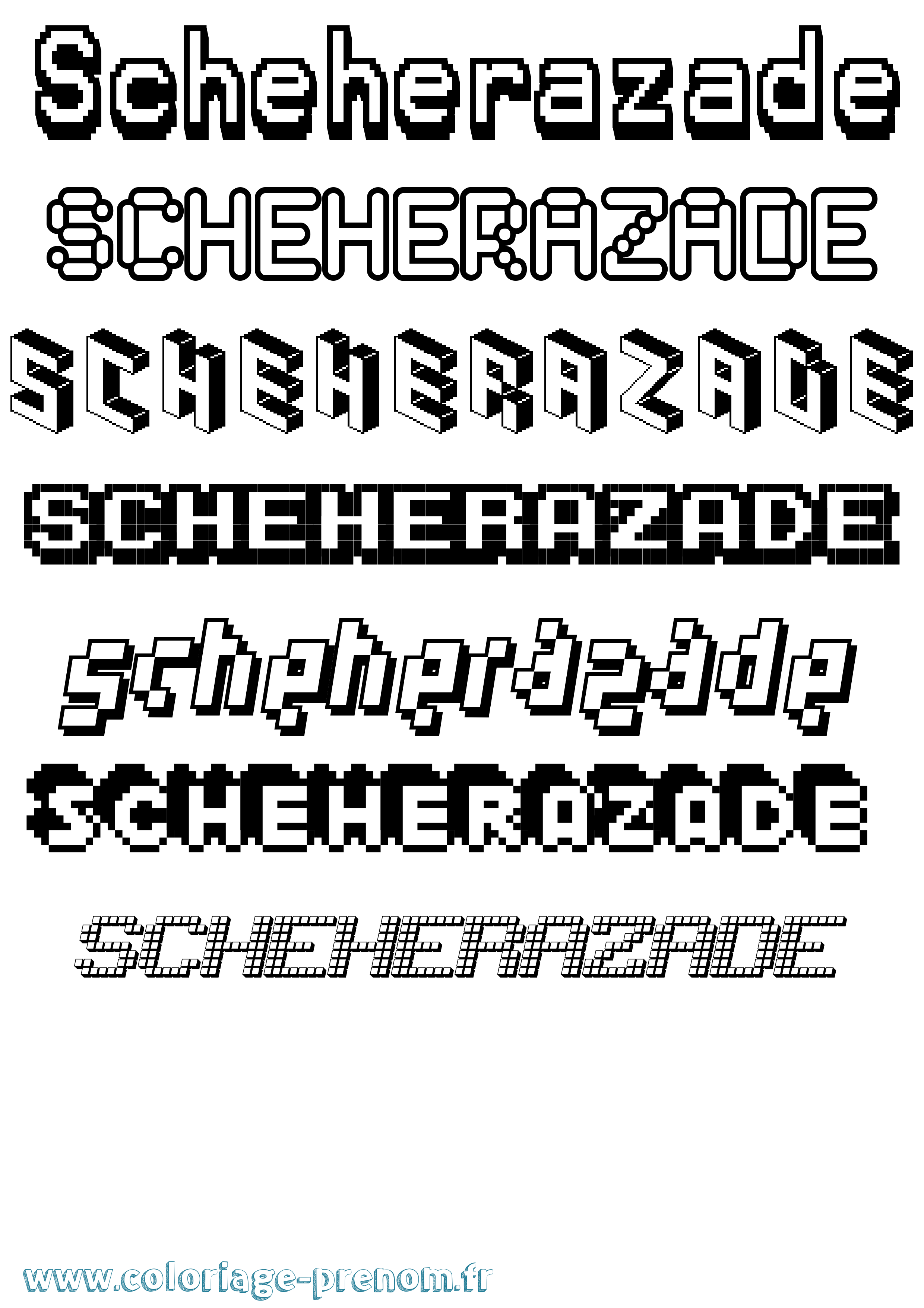 Coloriage Scheherazade Pixel Coloriage prénom Scheherazade Pixel