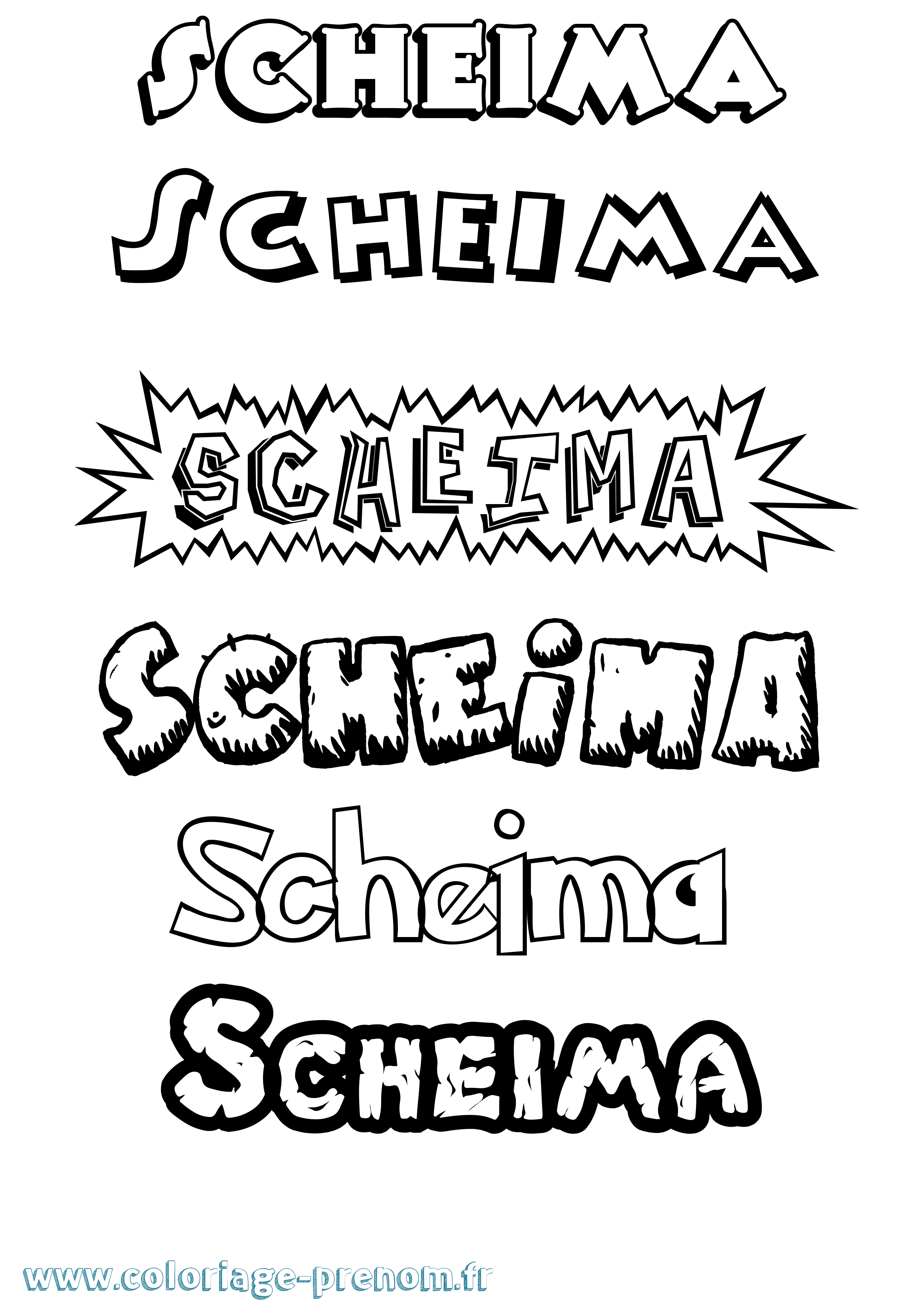 Coloriage Scheima Dessin Animé Coloriage prénom Scheima Dessin Animé