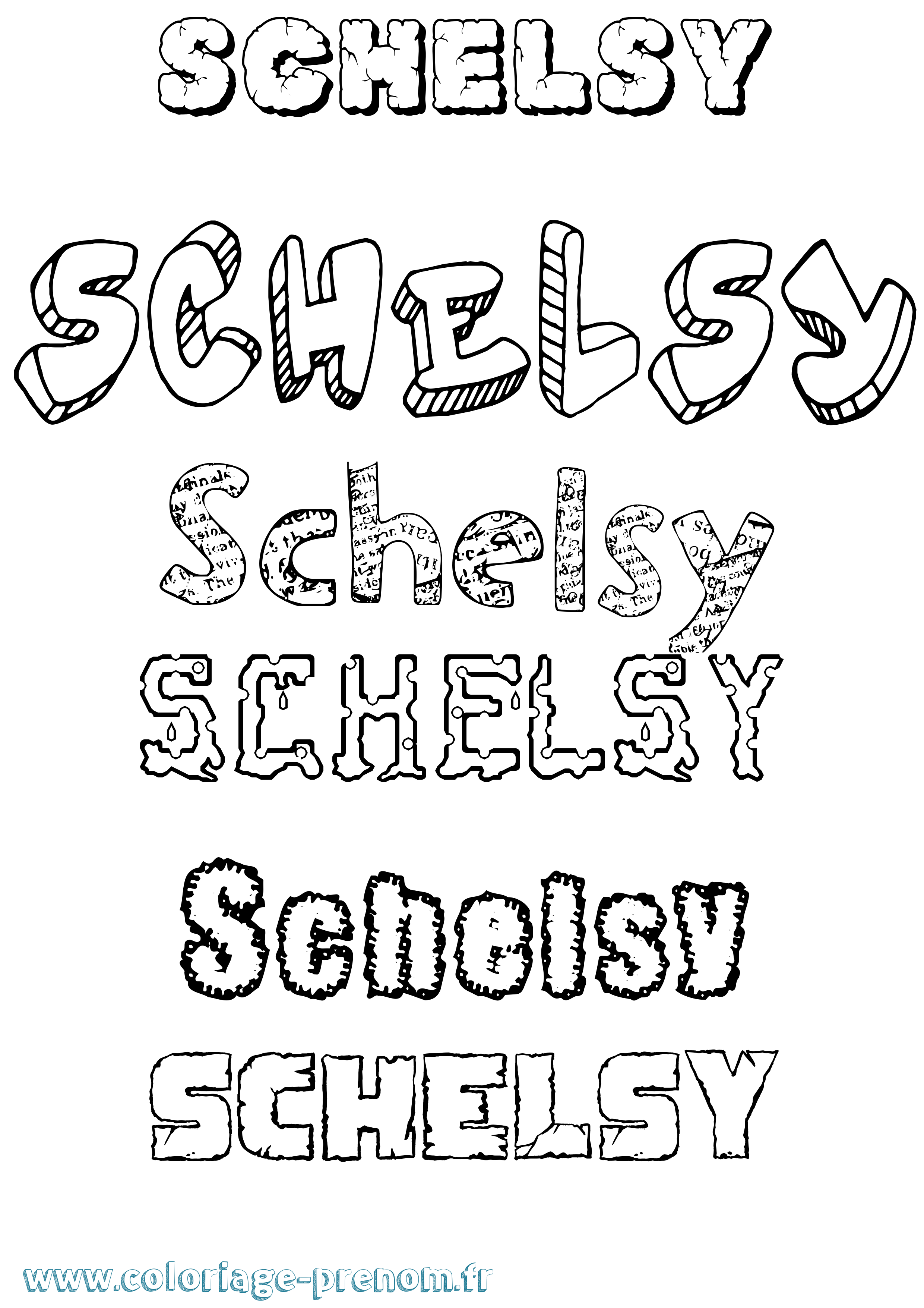 Coloriage Schelsy Destructuré Coloriage prénom Schelsy Destructuré