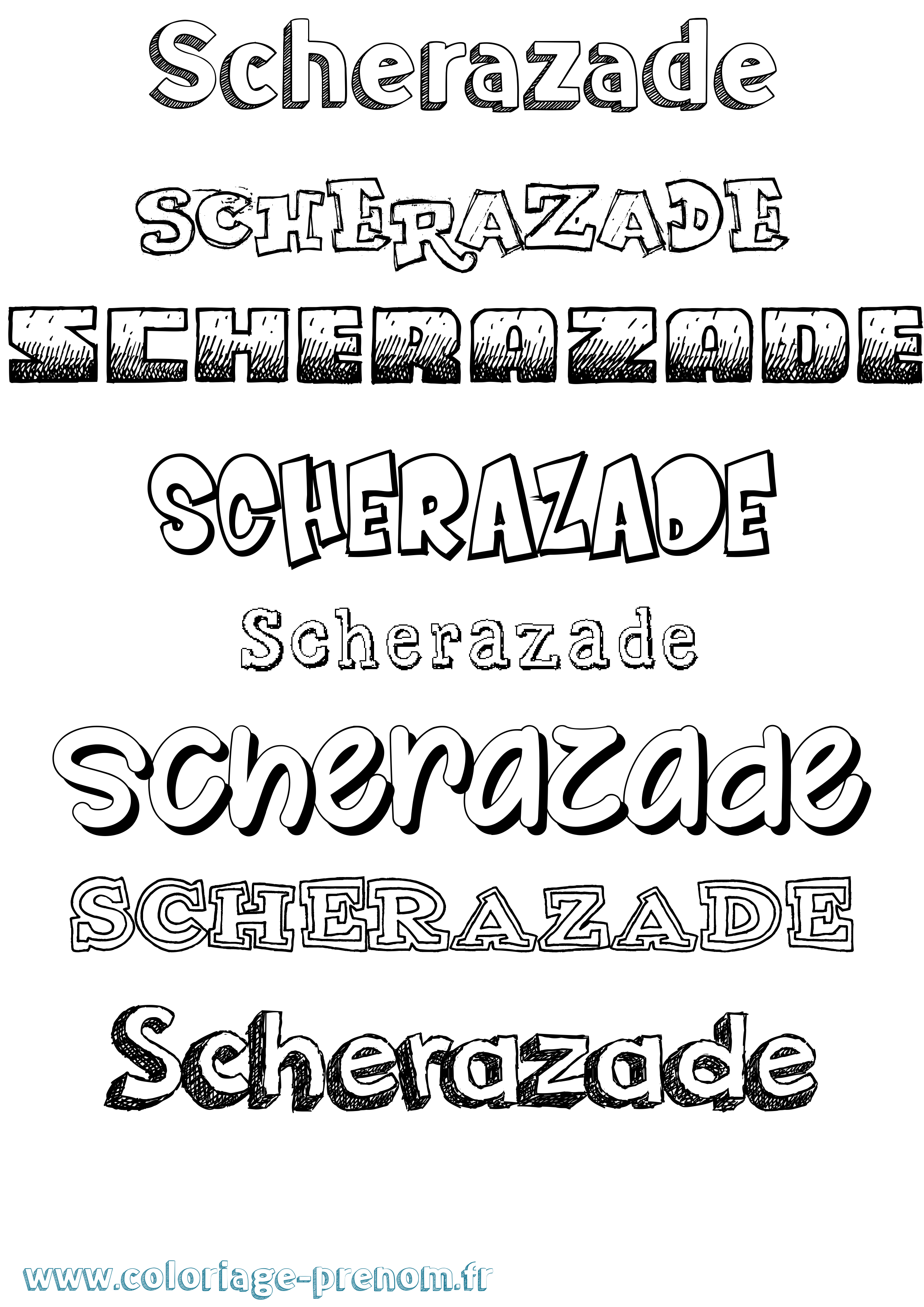 Coloriage Scherazade Dessiné Coloriage prénom Scherazade Dessiné