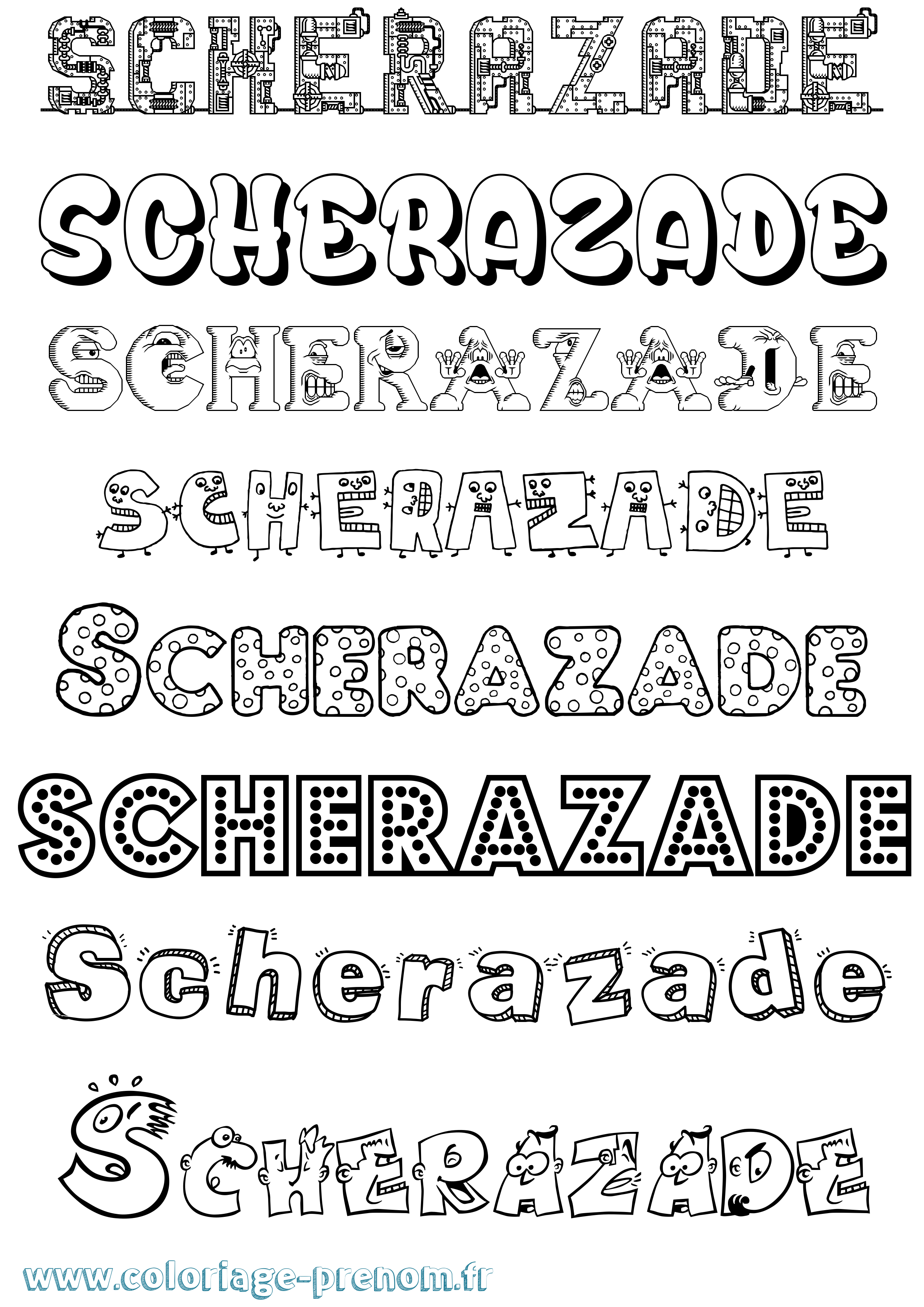 Coloriage Scherazade Fun Coloriage prénom Scherazade Fun