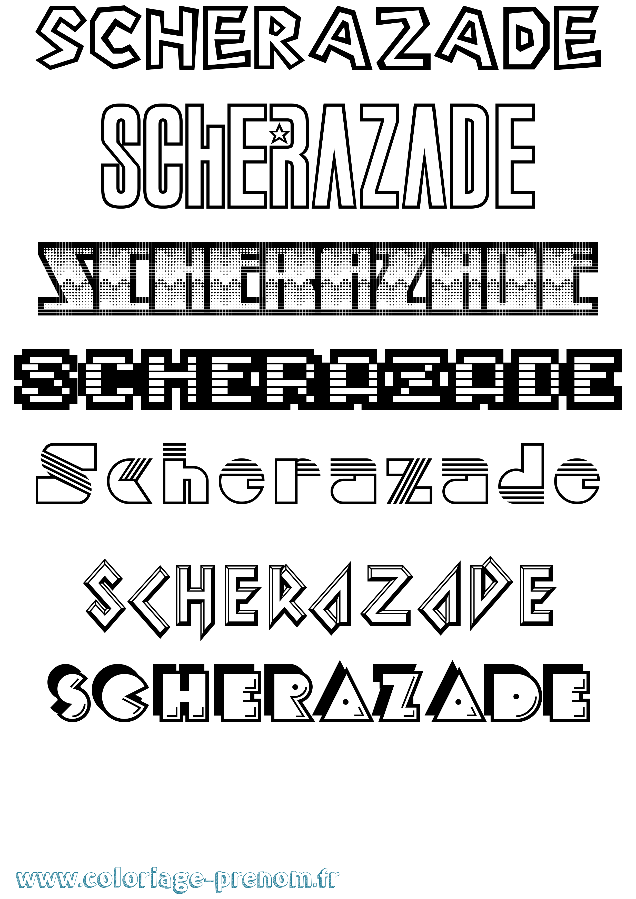Coloriage Scherazade Jeux Vidéos Coloriage prénom Scherazade Jeux Vidéos