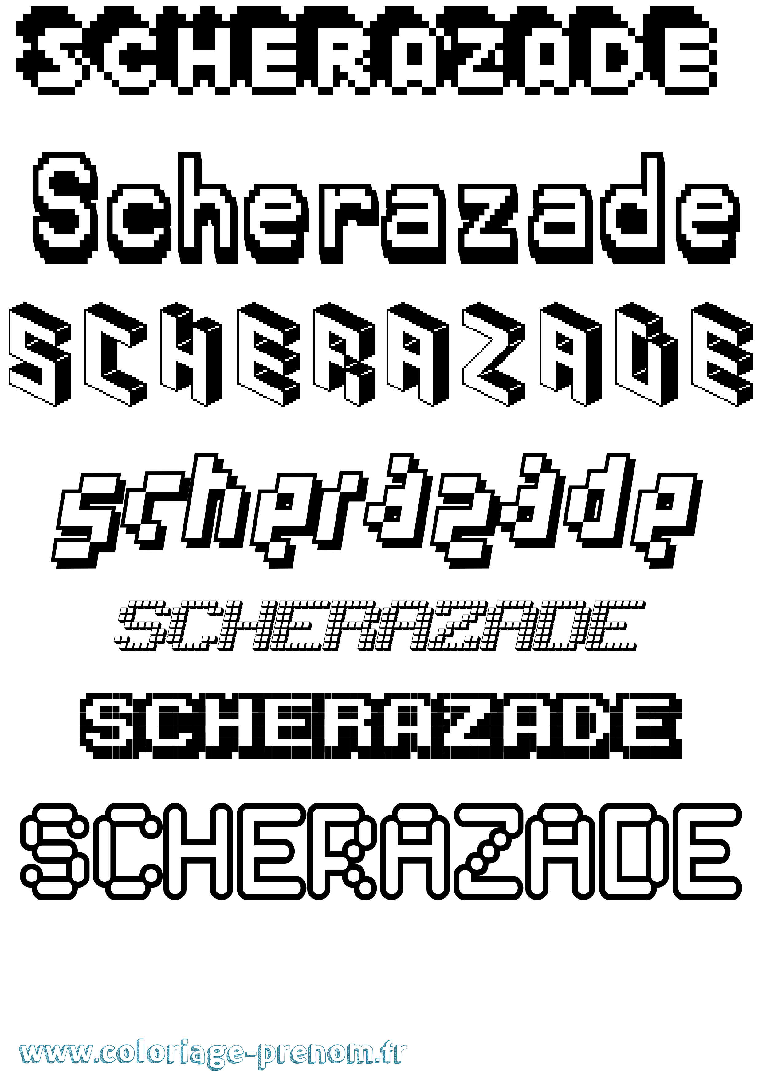 Coloriage Scherazade Pixel Coloriage prénom Scherazade Pixel
