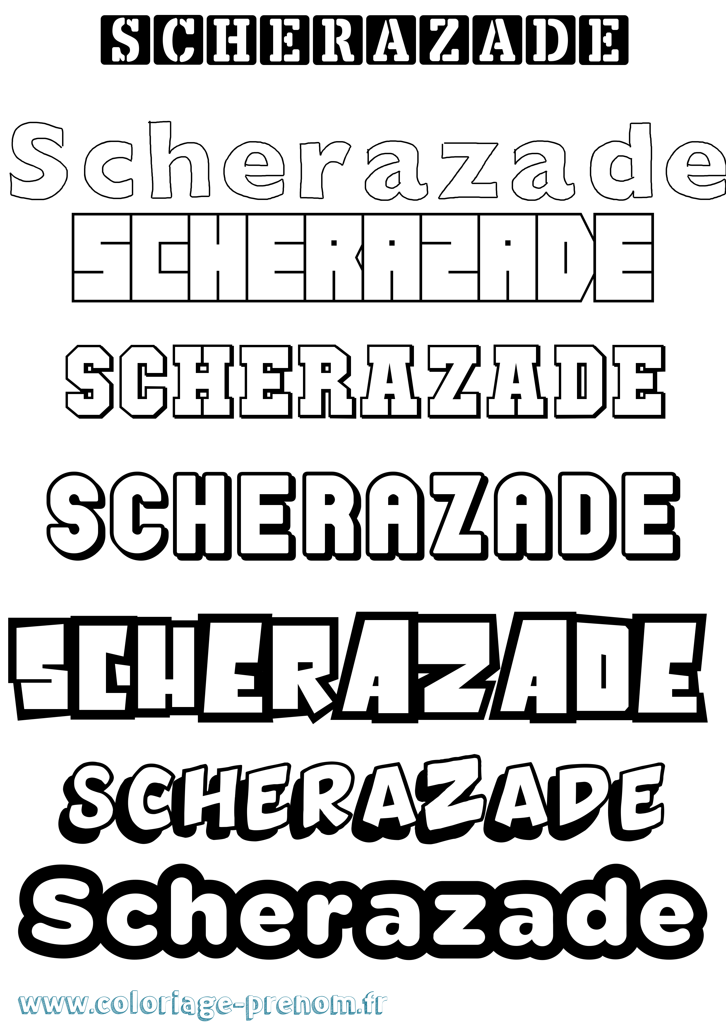 Coloriage Scherazade Simple Coloriage prénom Scherazade Simple