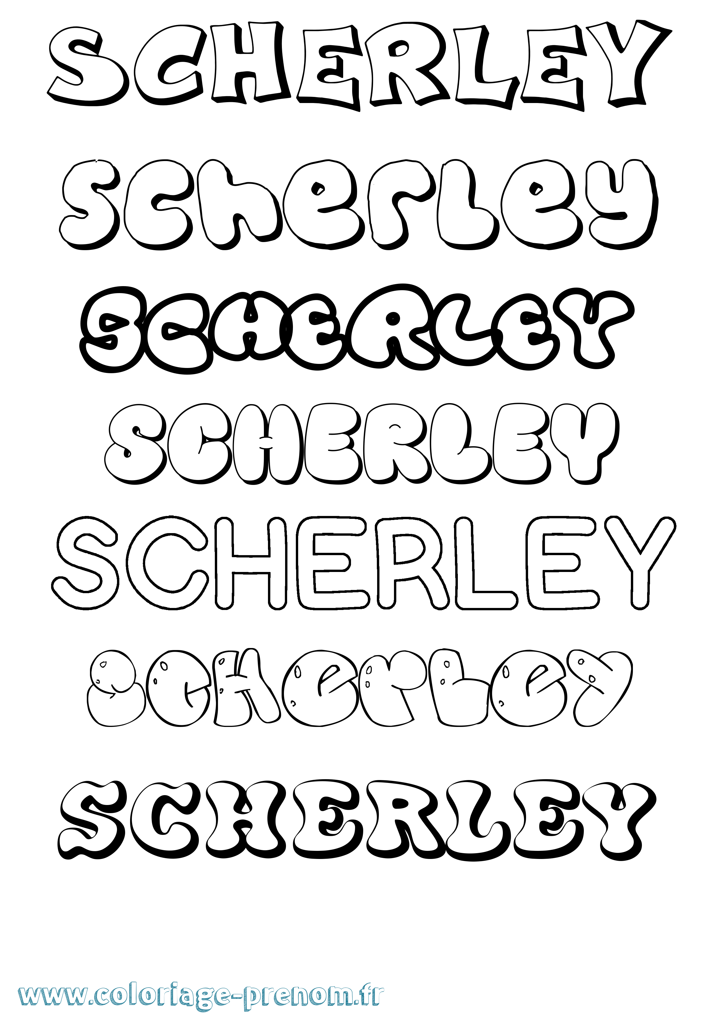 Coloriage Scherley Bubble Coloriage prénom Scherley Bubble