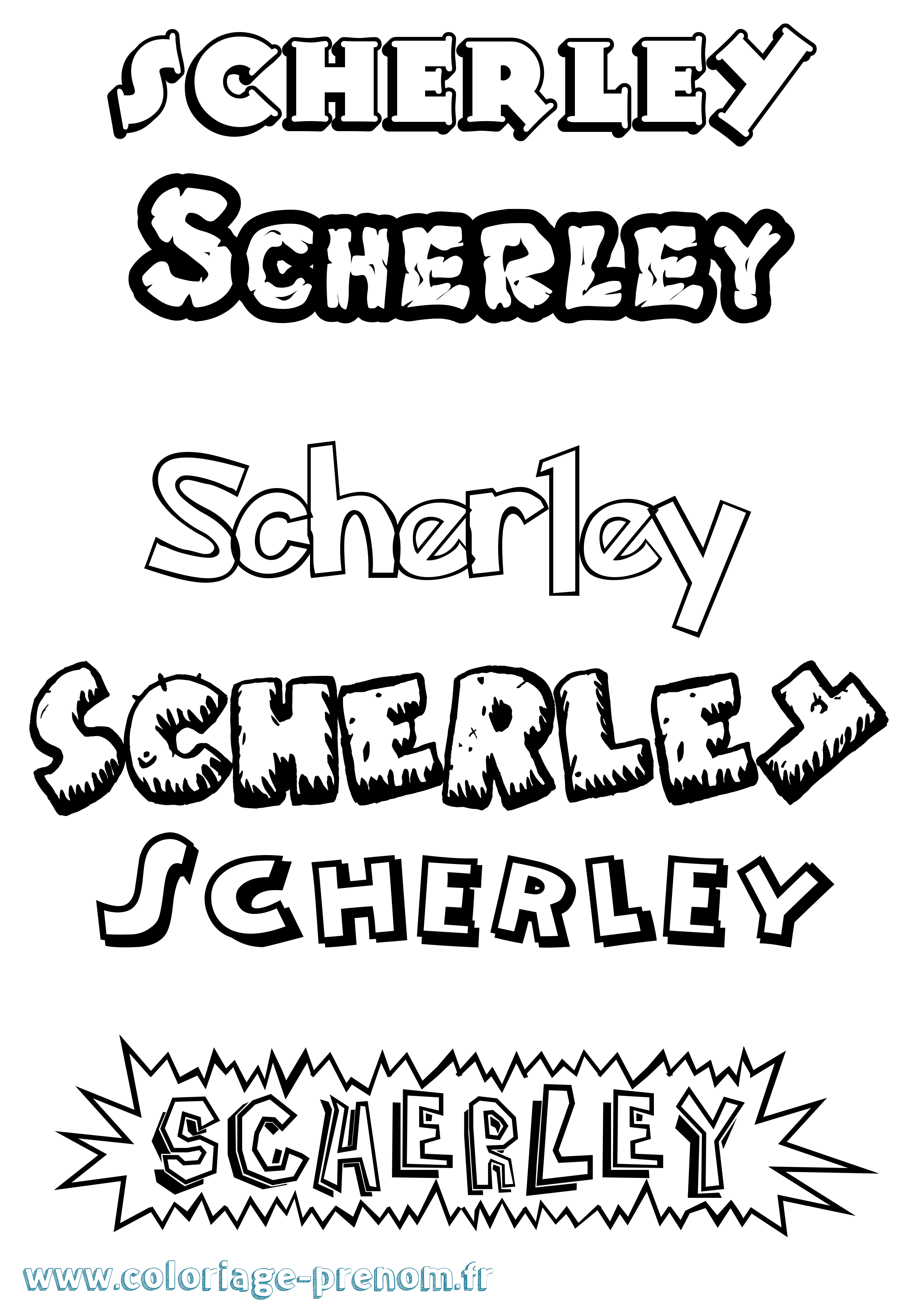 Coloriage Scherley Dessin Animé Coloriage prénom Scherley Dessin Animé