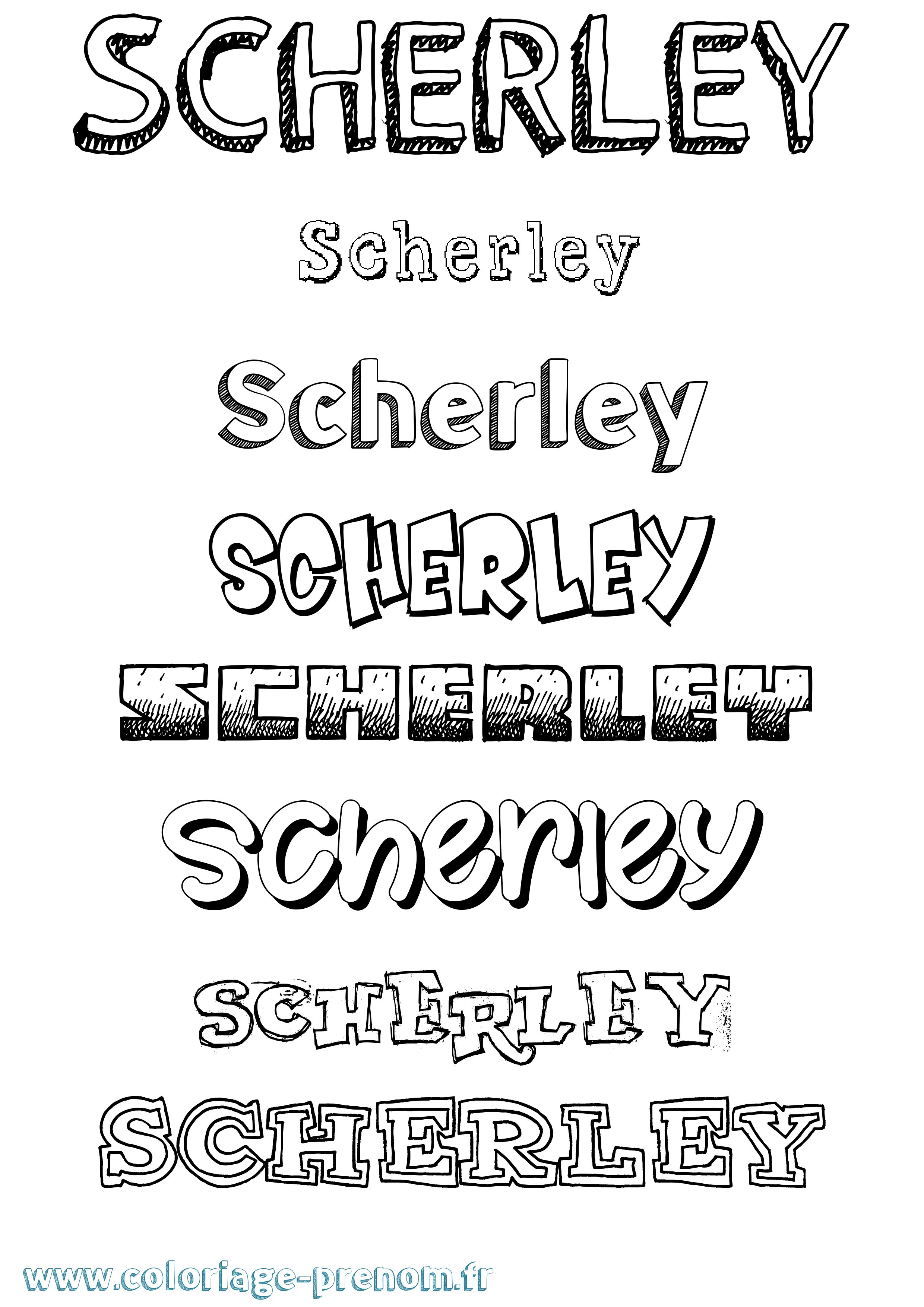 Coloriage Scherley Dessiné Coloriage prénom Scherley Dessiné