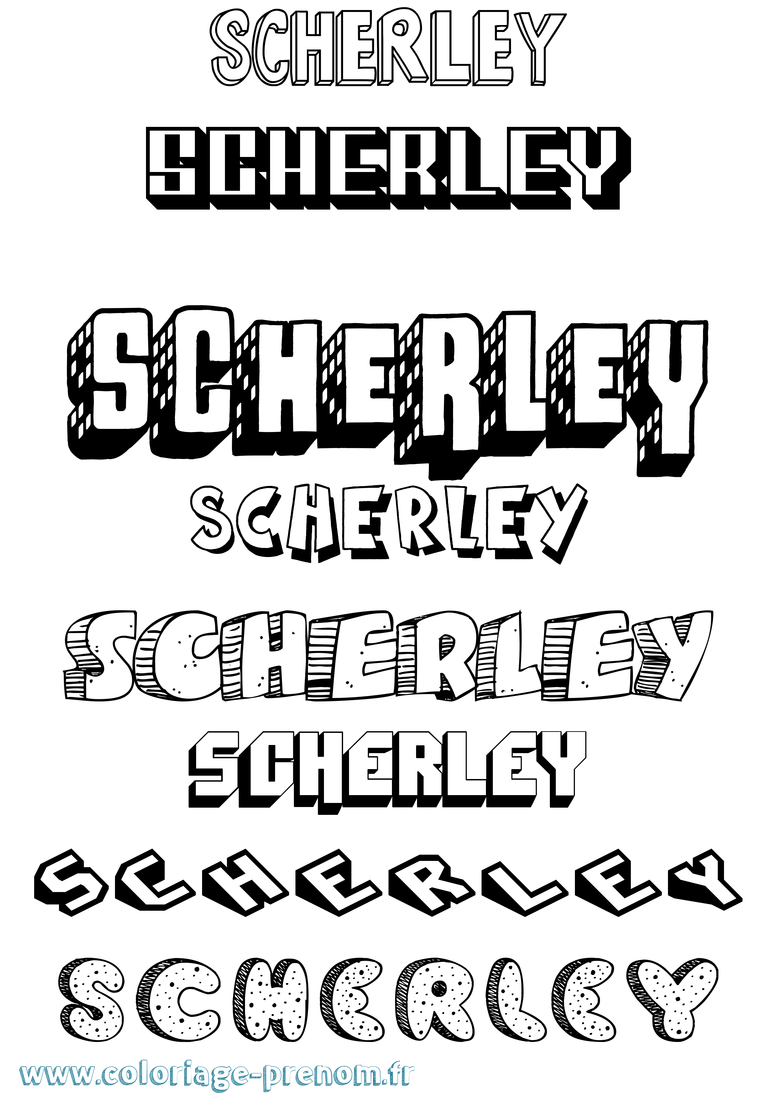 Coloriage Scherley Effet 3D Coloriage prénom Scherley Effet 3D