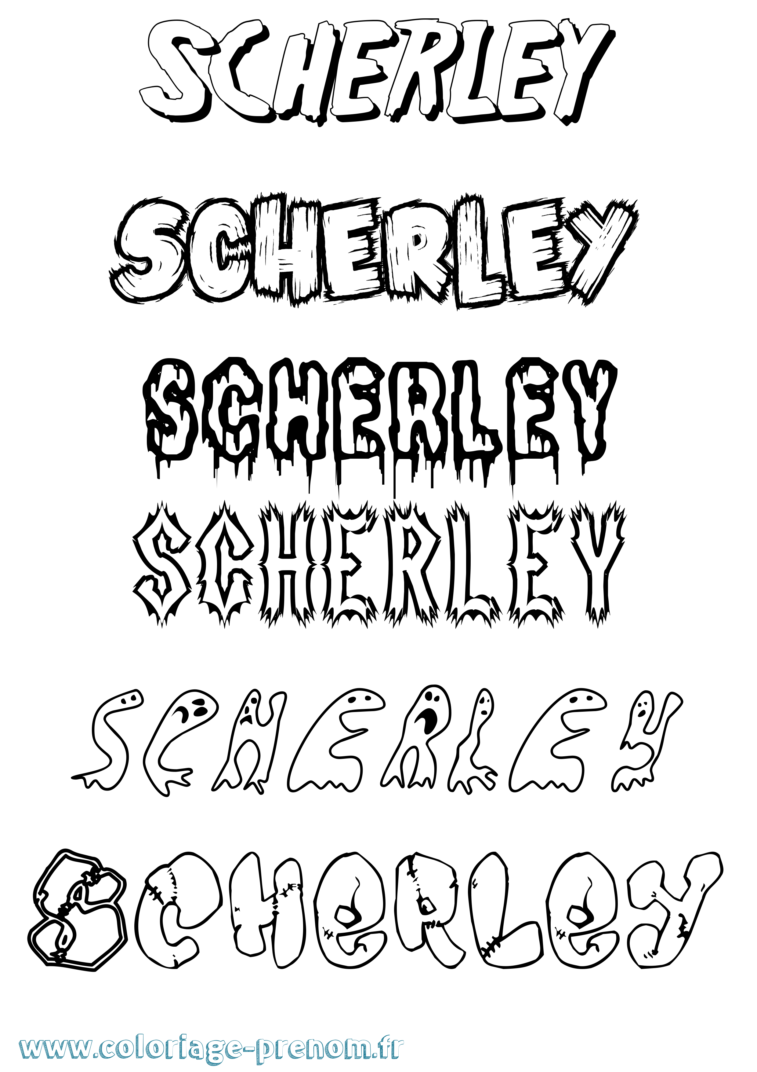 Coloriage Scherley Frisson Coloriage prénom Scherley Frisson