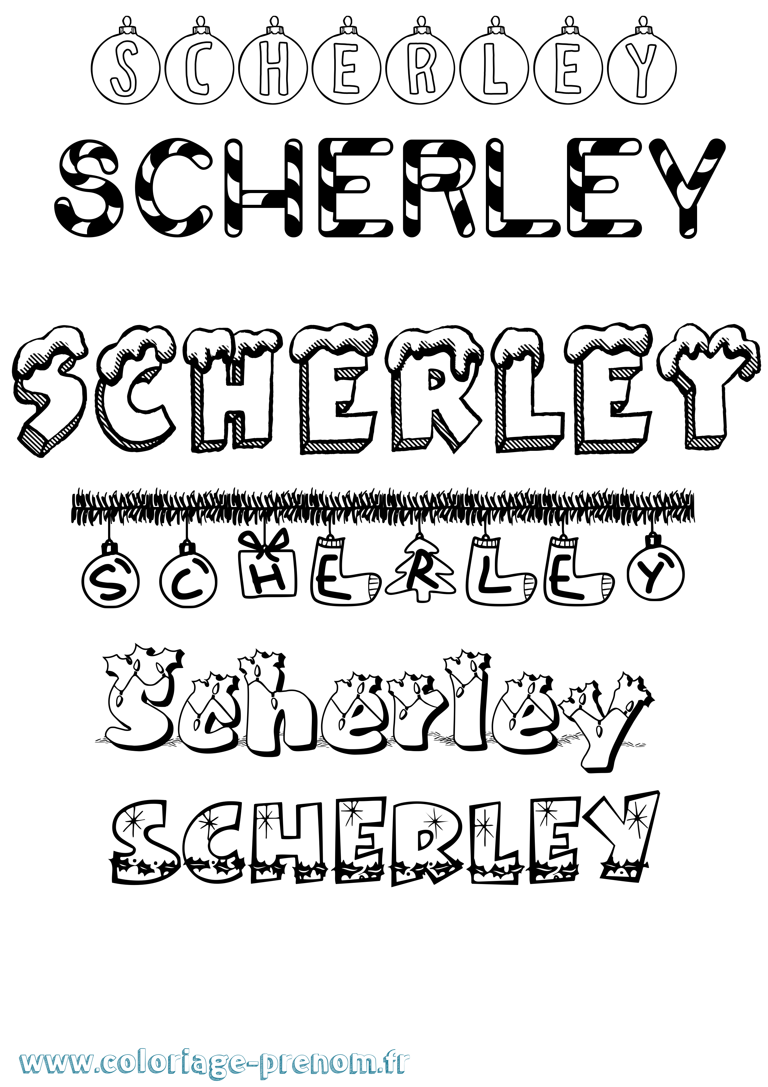 Coloriage Scherley Noël Coloriage prénom Scherley Noël