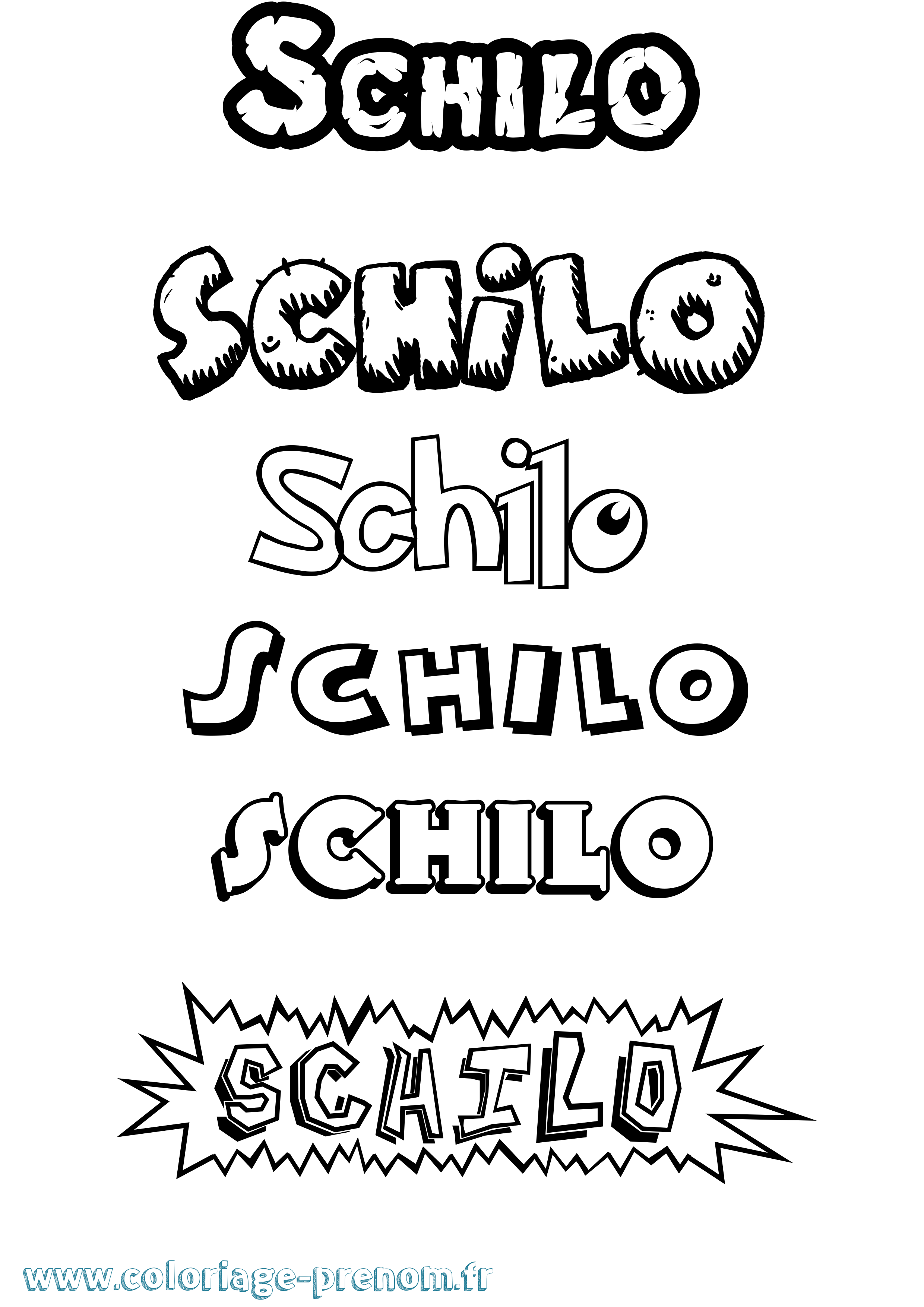 Coloriage Schilo Dessin Animé Coloriage prénom Schilo Dessin Animé
