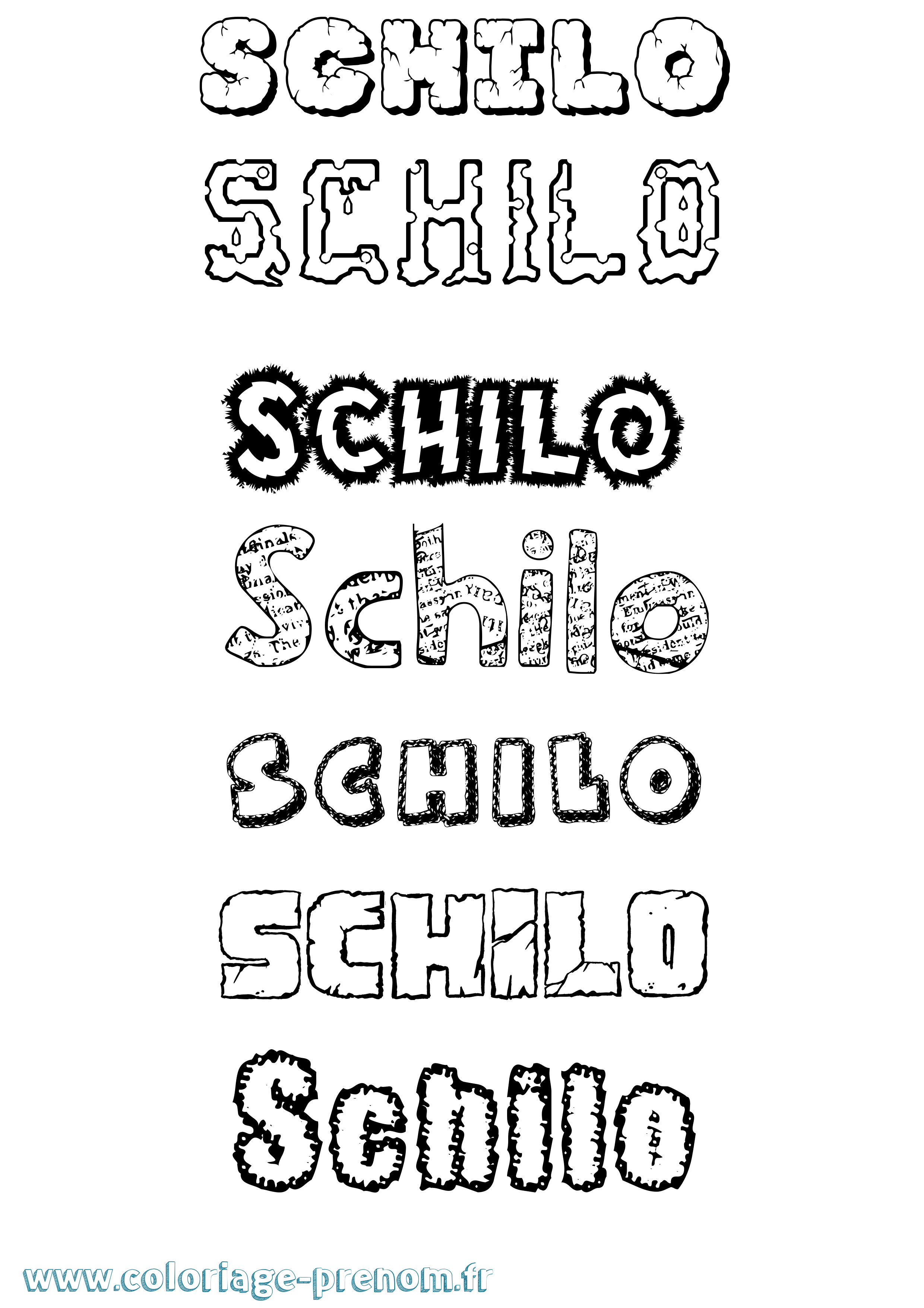 Coloriage Schilo Destructuré Coloriage prénom Schilo Destructuré
