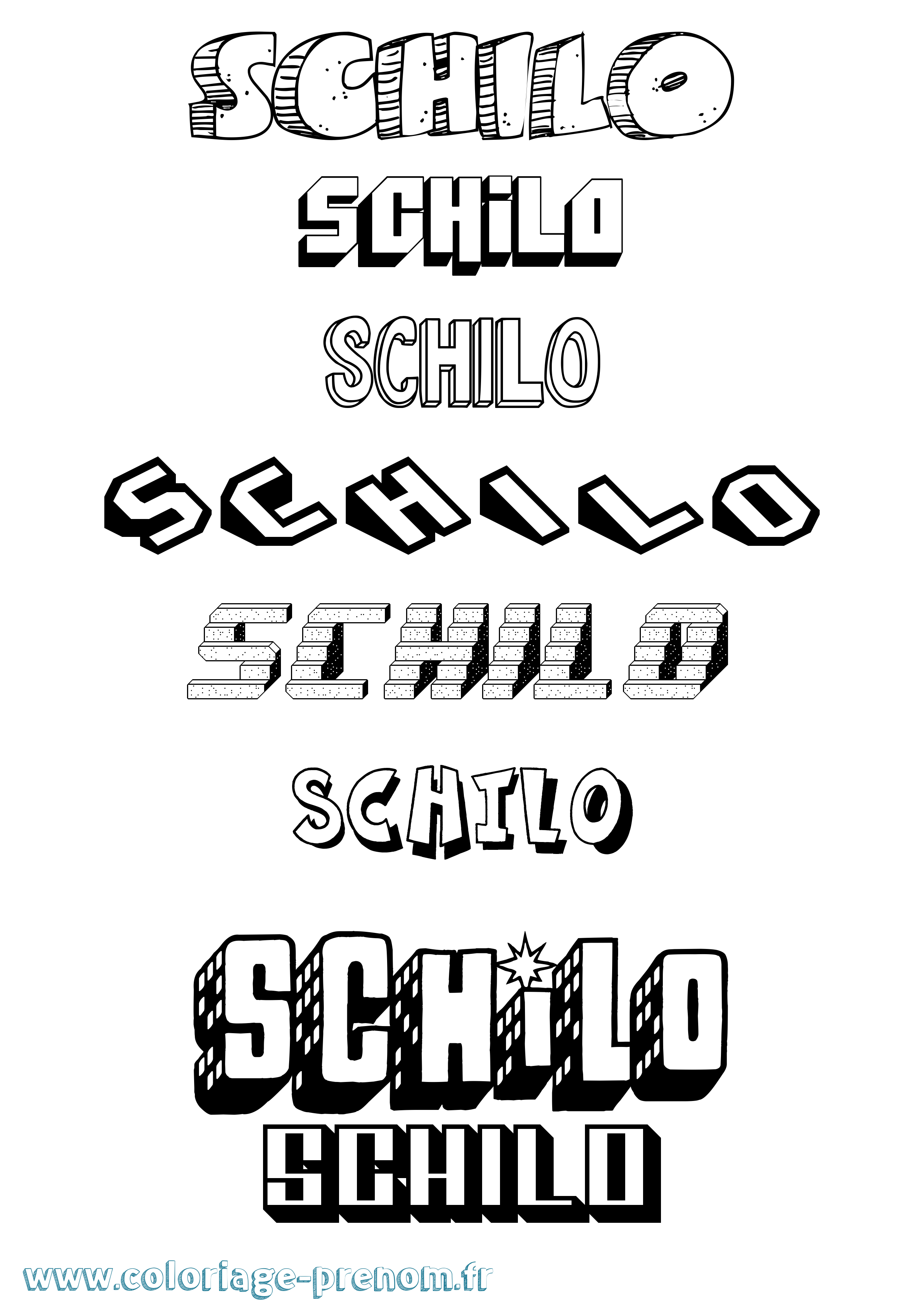 Coloriage Schilo Effet 3D Coloriage prénom Schilo Effet 3D