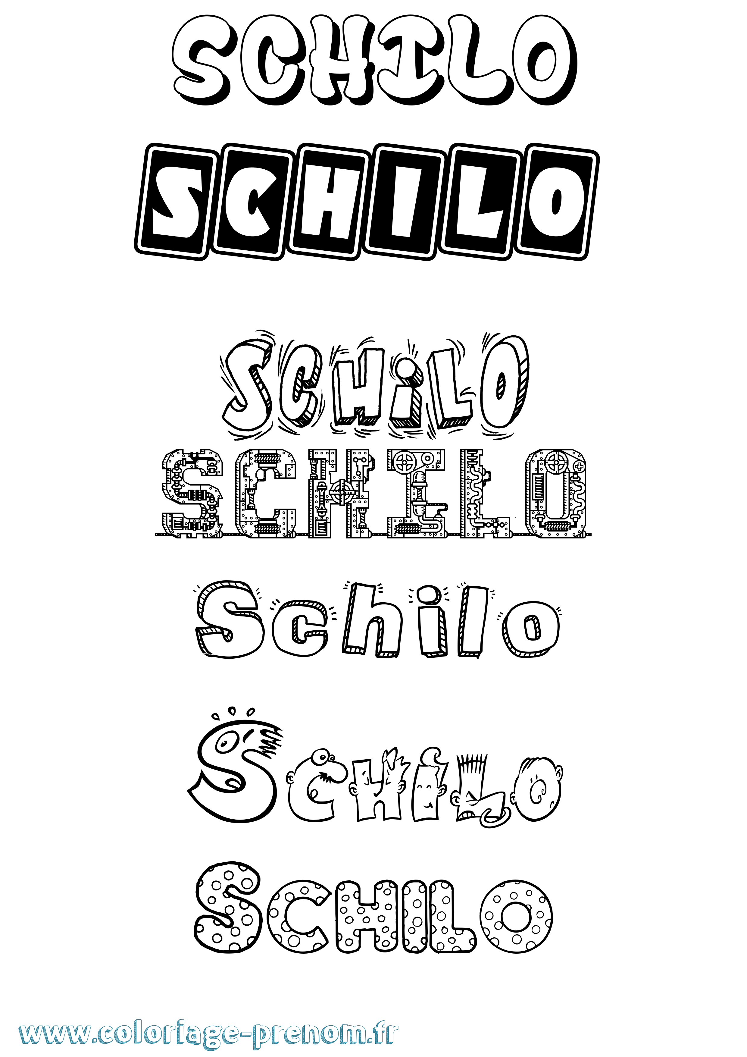Coloriage Schilo Fun Coloriage prénom Schilo Fun