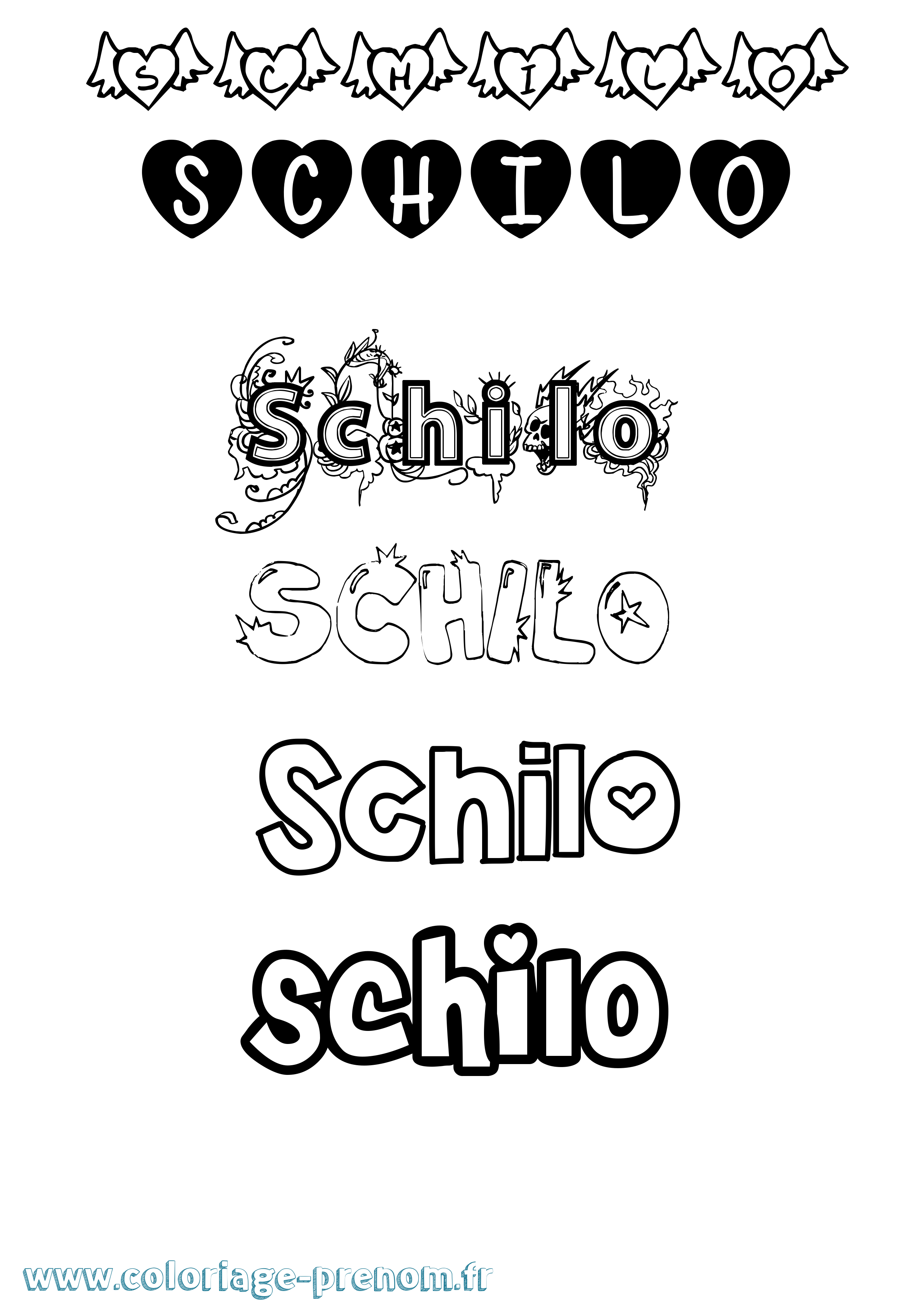 Coloriage Schilo Girly Coloriage prénom Schilo Girly