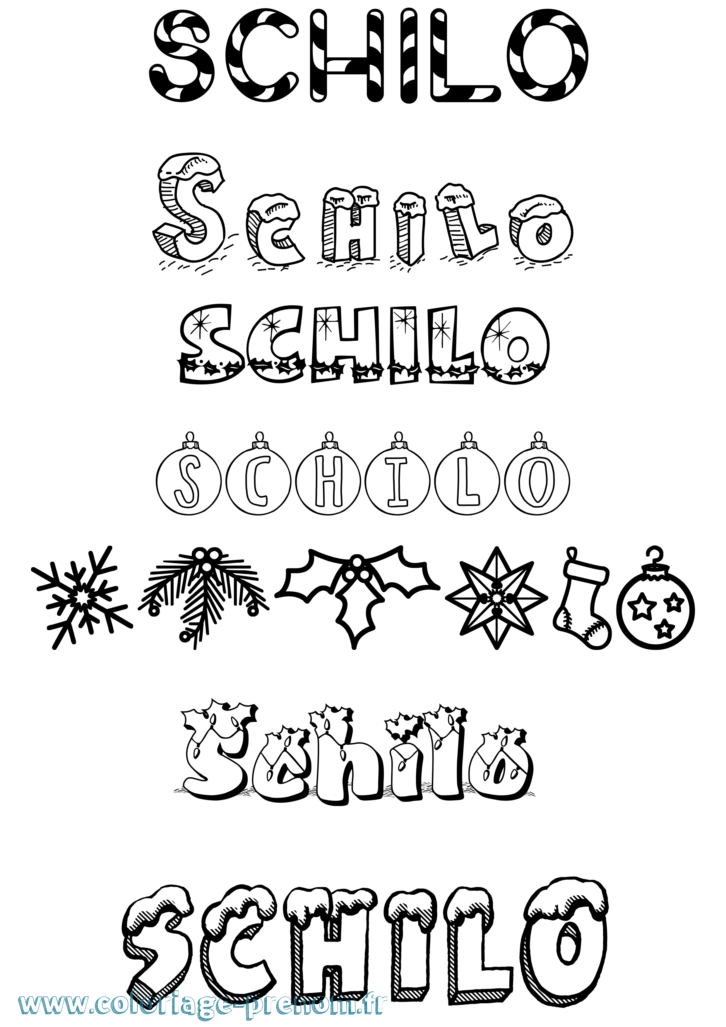 Coloriage Schilo Noël Coloriage prénom Schilo Noël
