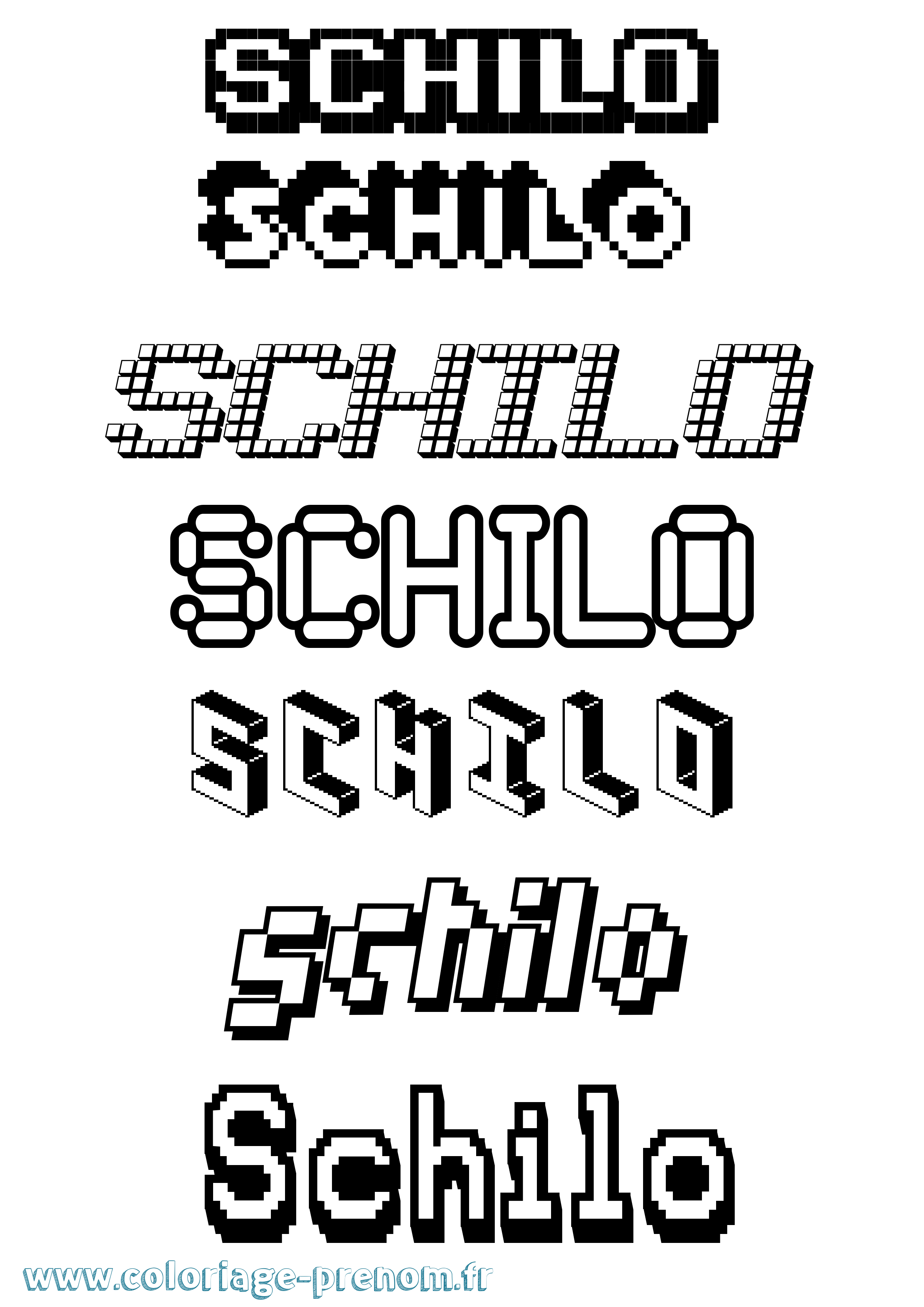 Coloriage Schilo Pixel Coloriage prénom Schilo Pixel