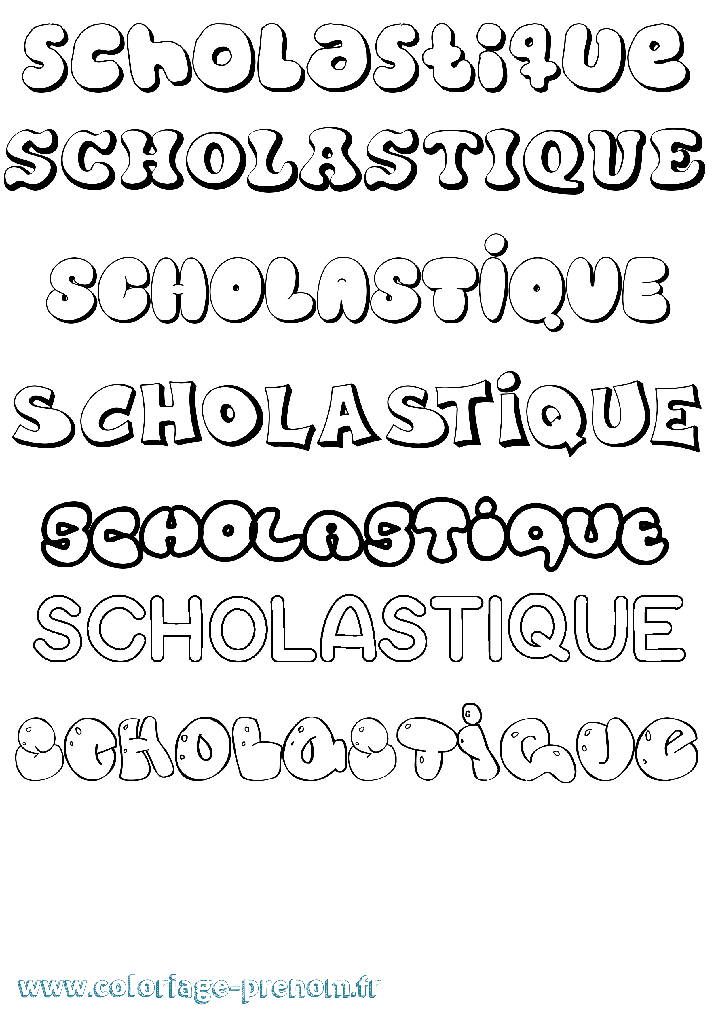 Coloriage Scholastique Bubble Coloriage prénom Scholastique Bubble