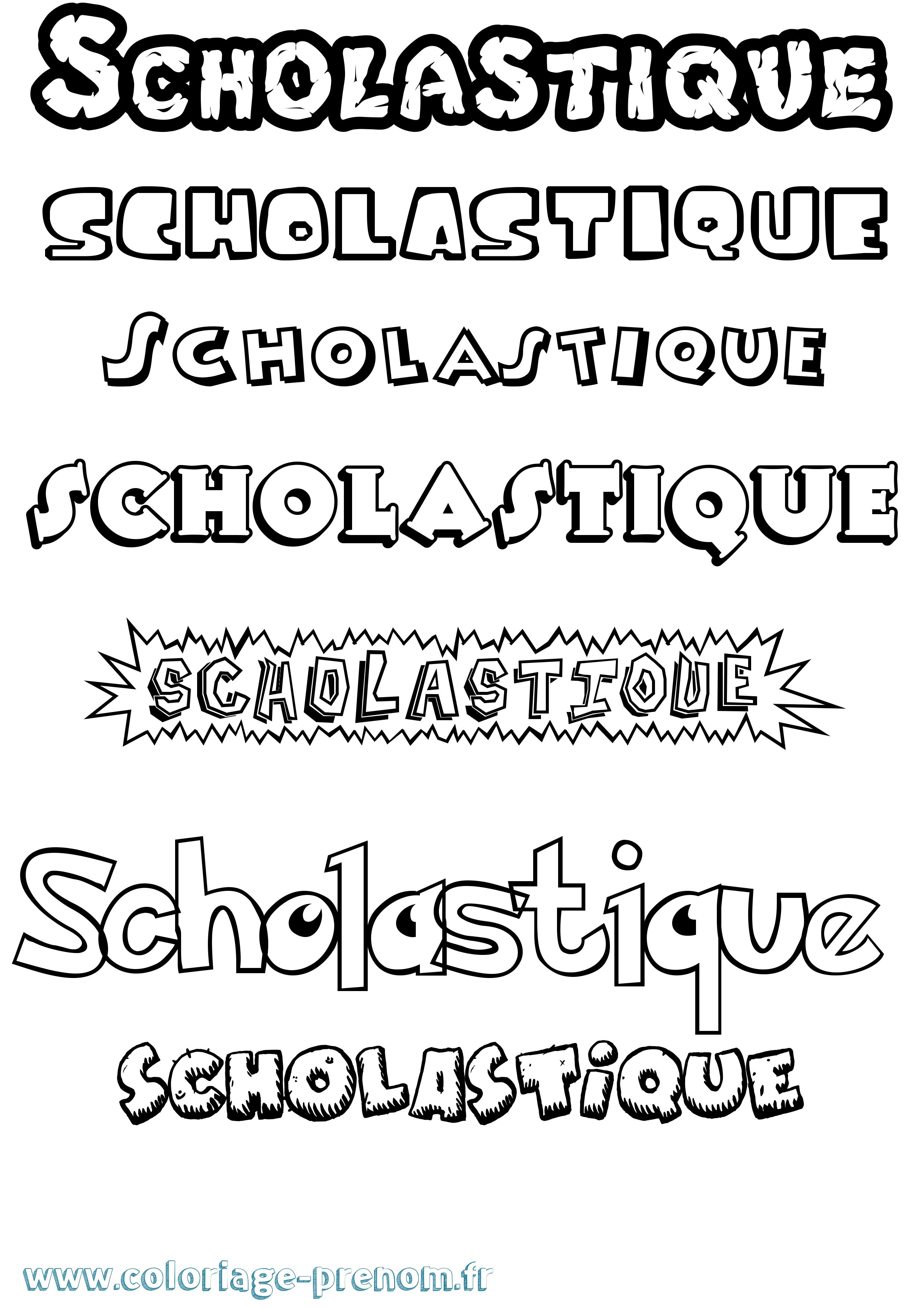 Coloriage Scholastique Dessin Animé Coloriage prénom Scholastique Dessin Animé