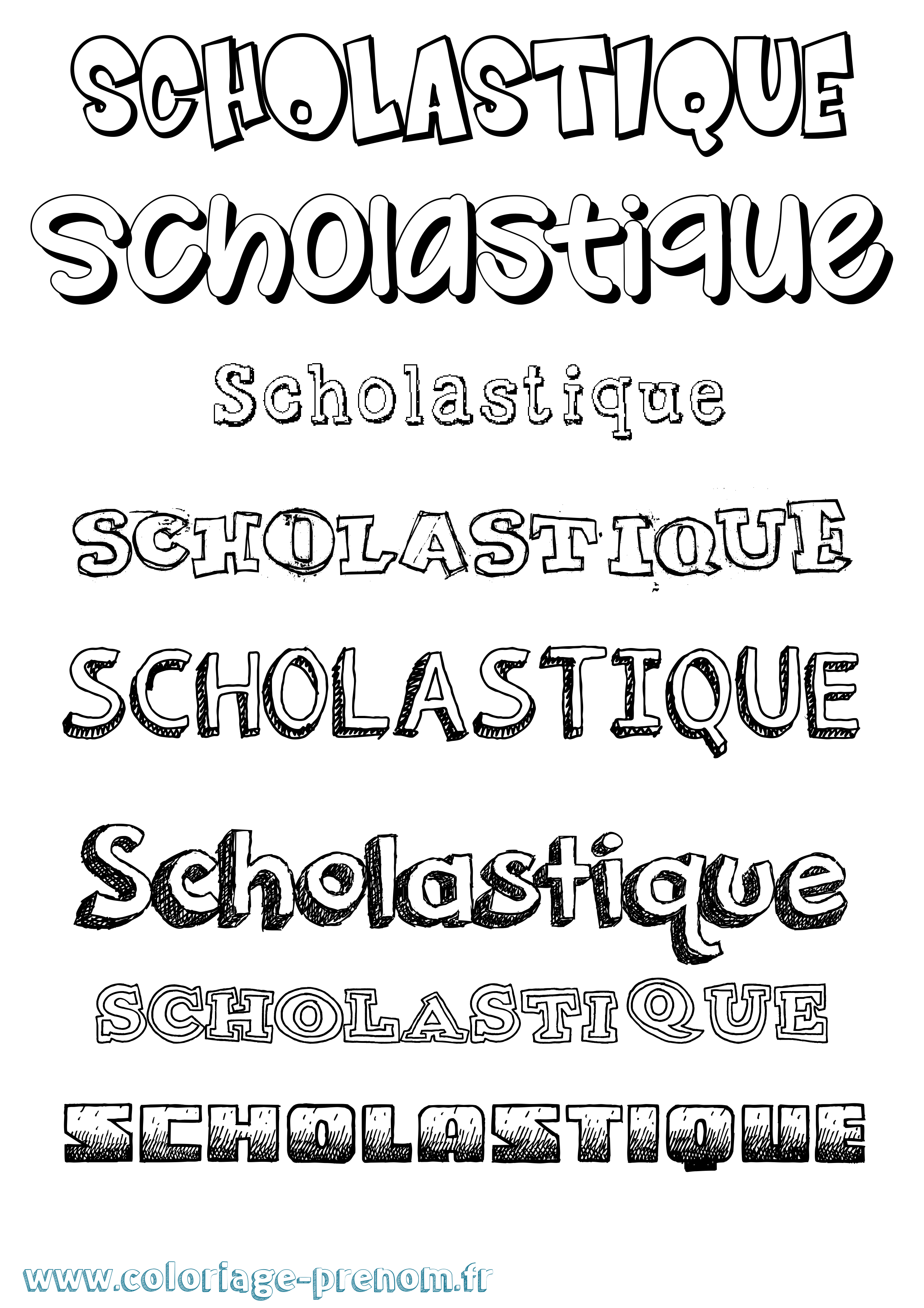 Coloriage Scholastique Dessiné Coloriage prénom Scholastique Dessiné