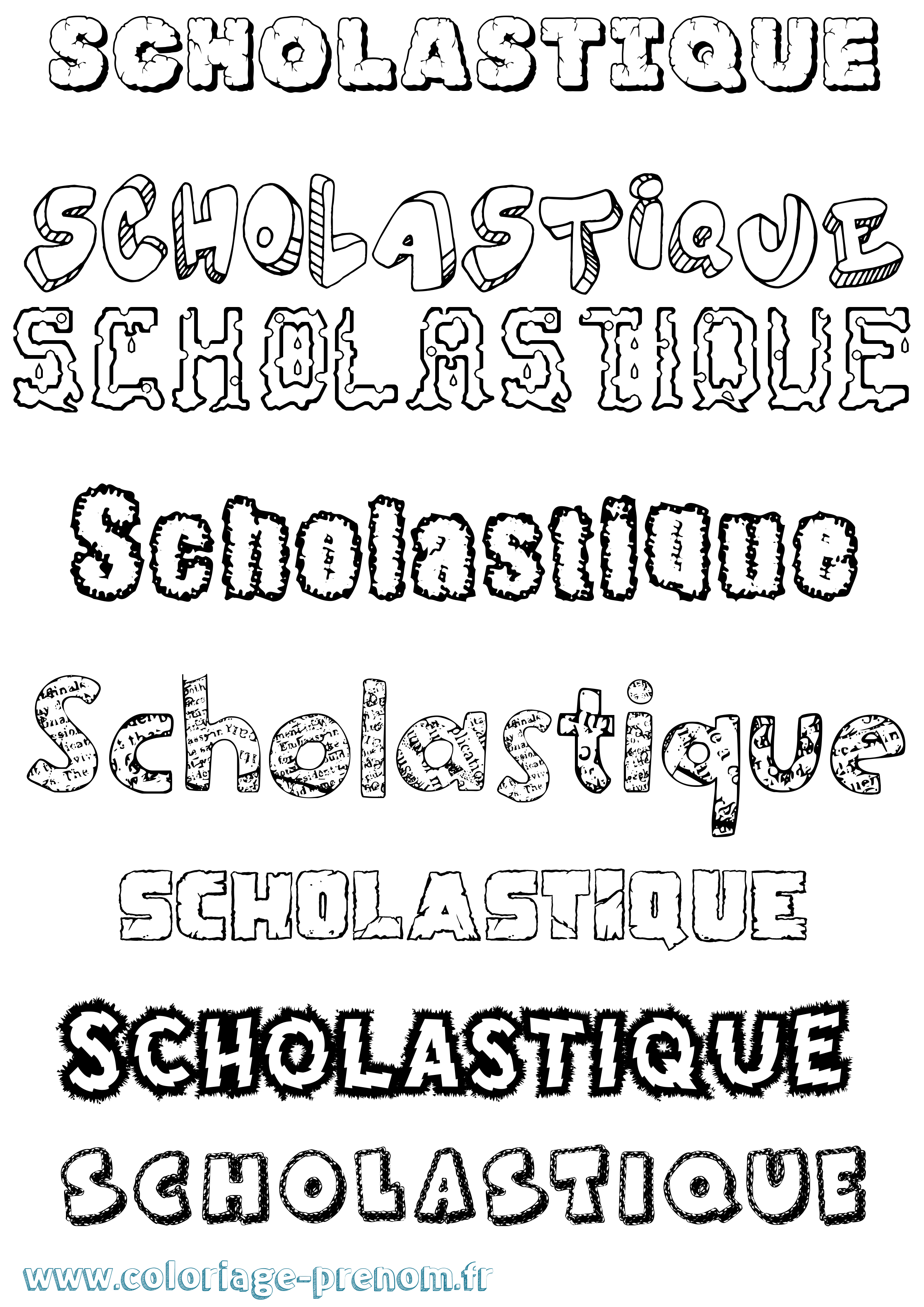 Coloriage Scholastique Destructuré Coloriage prénom Scholastique Destructuré