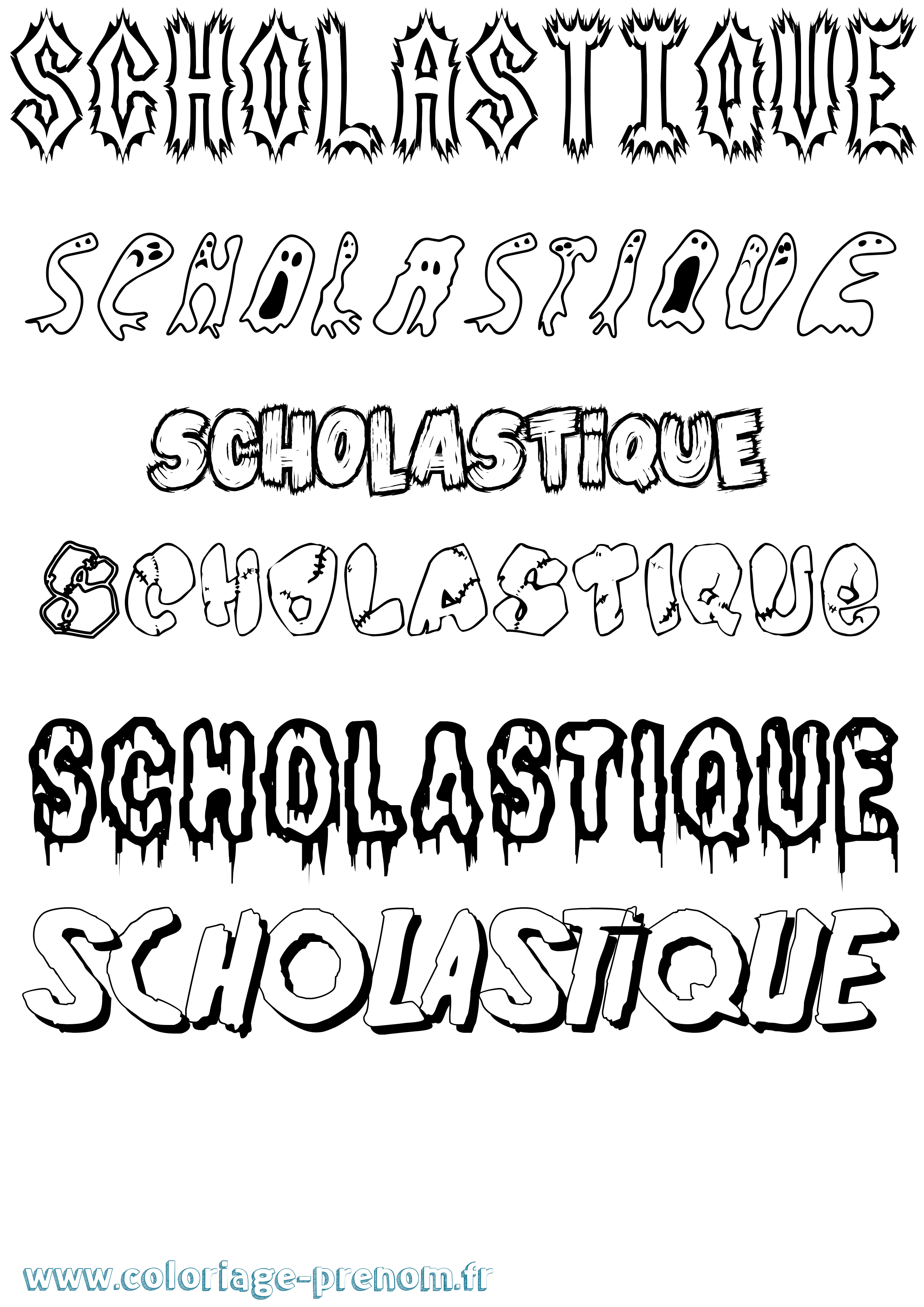 Coloriage Scholastique Frisson Coloriage prénom Scholastique Frisson