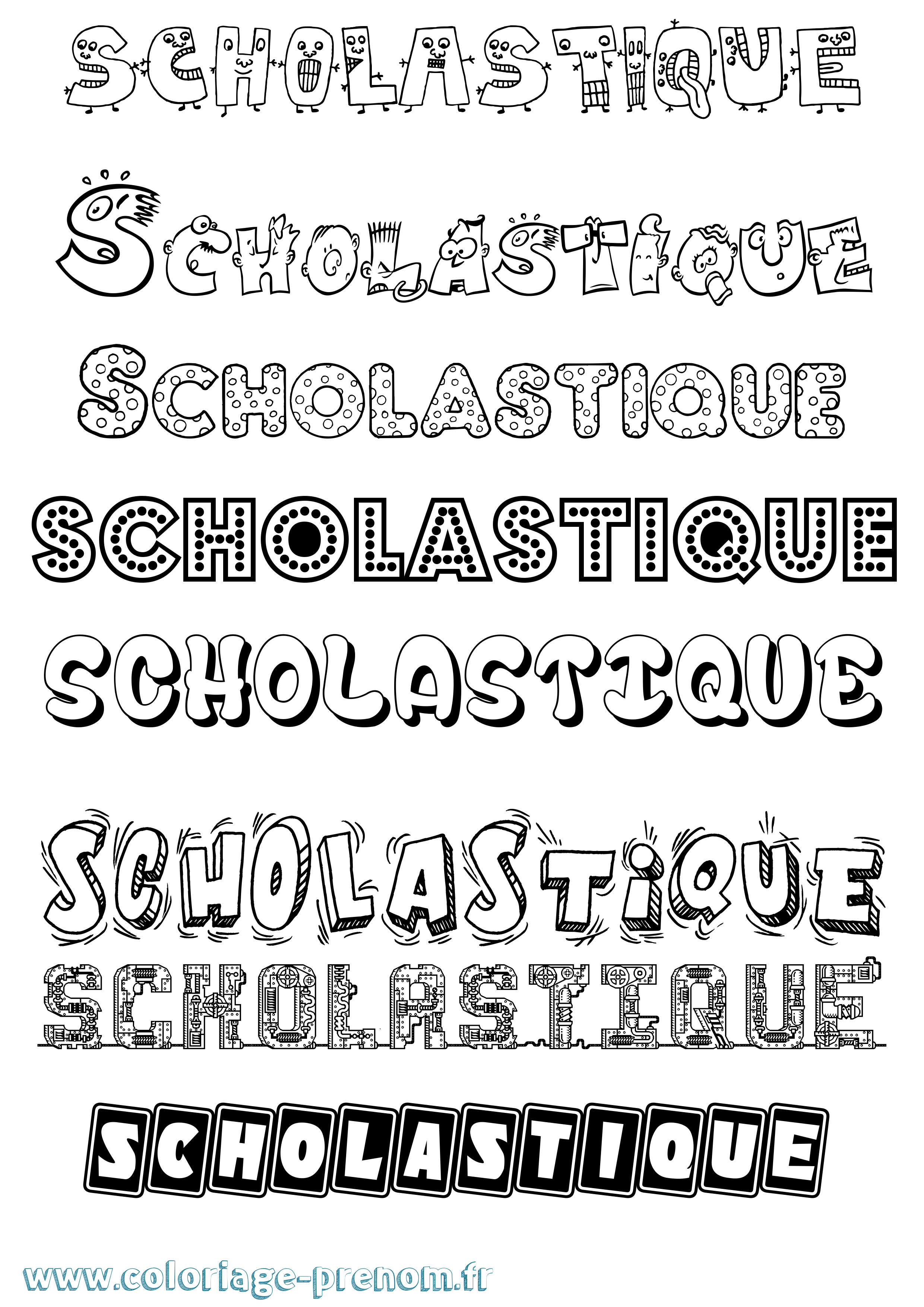 Coloriage Scholastique Fun Coloriage prénom Scholastique Fun
