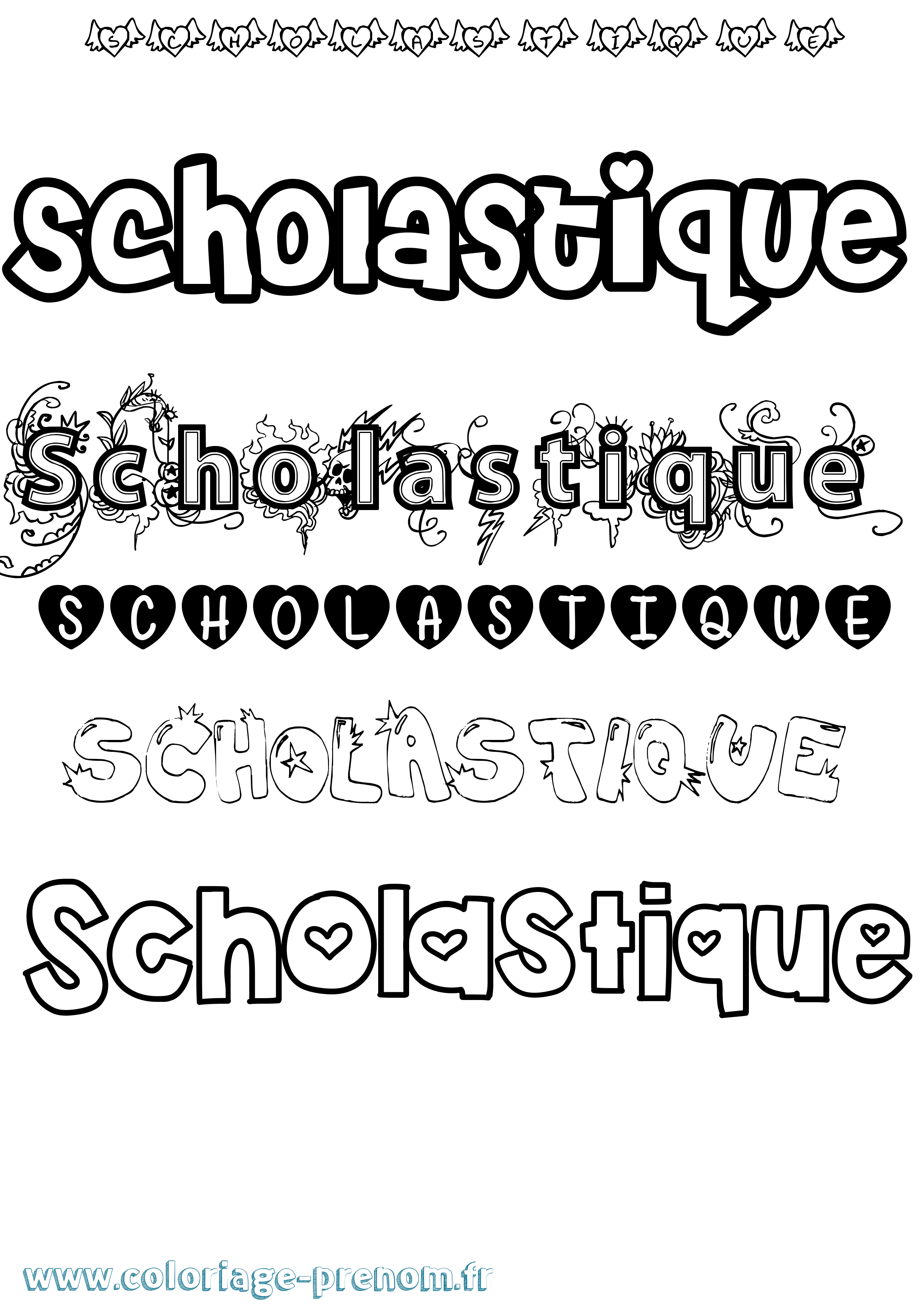 Coloriage Scholastique Girly Coloriage prénom Scholastique Girly