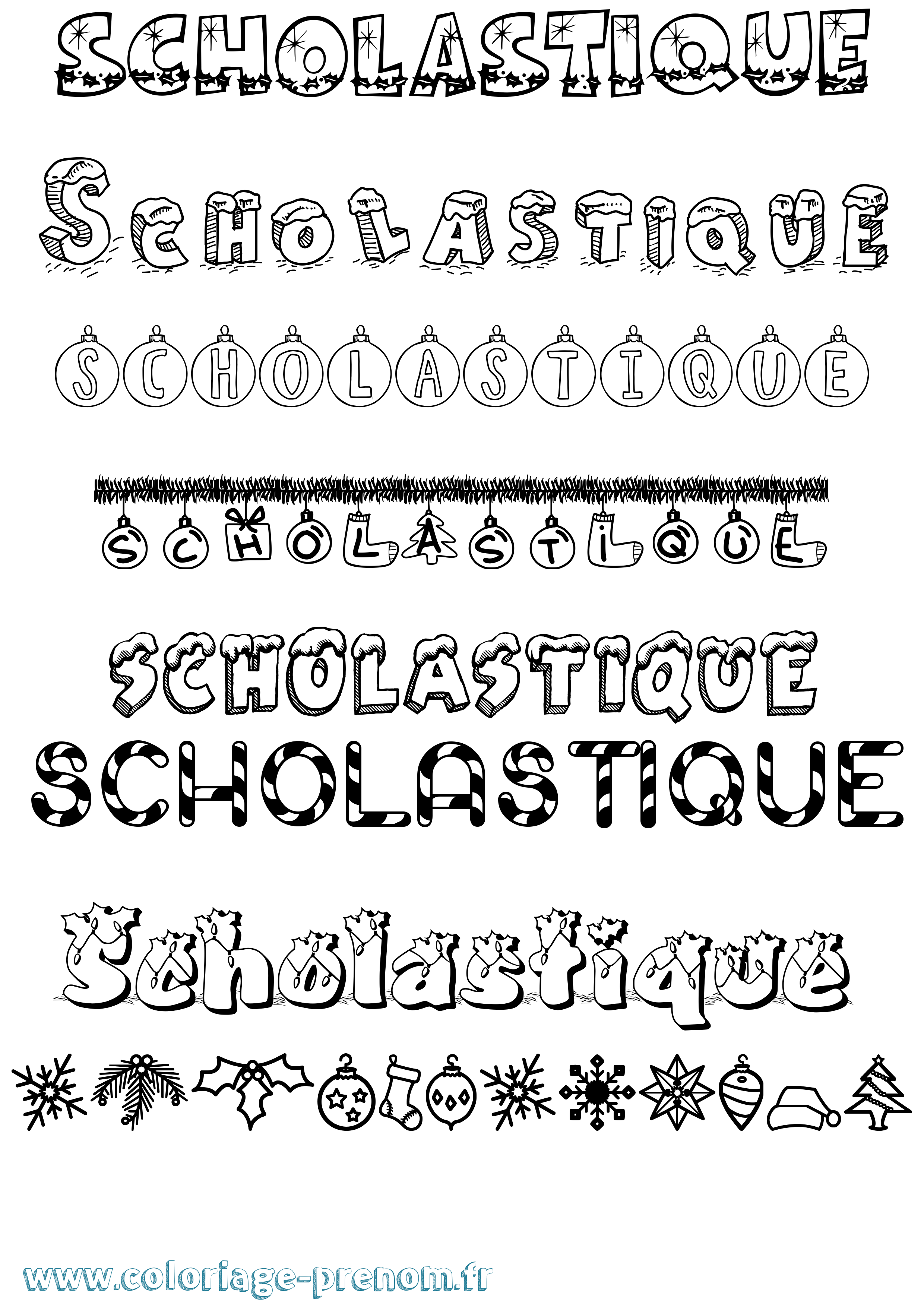 Coloriage Scholastique Noël Coloriage prénom Scholastique Noël