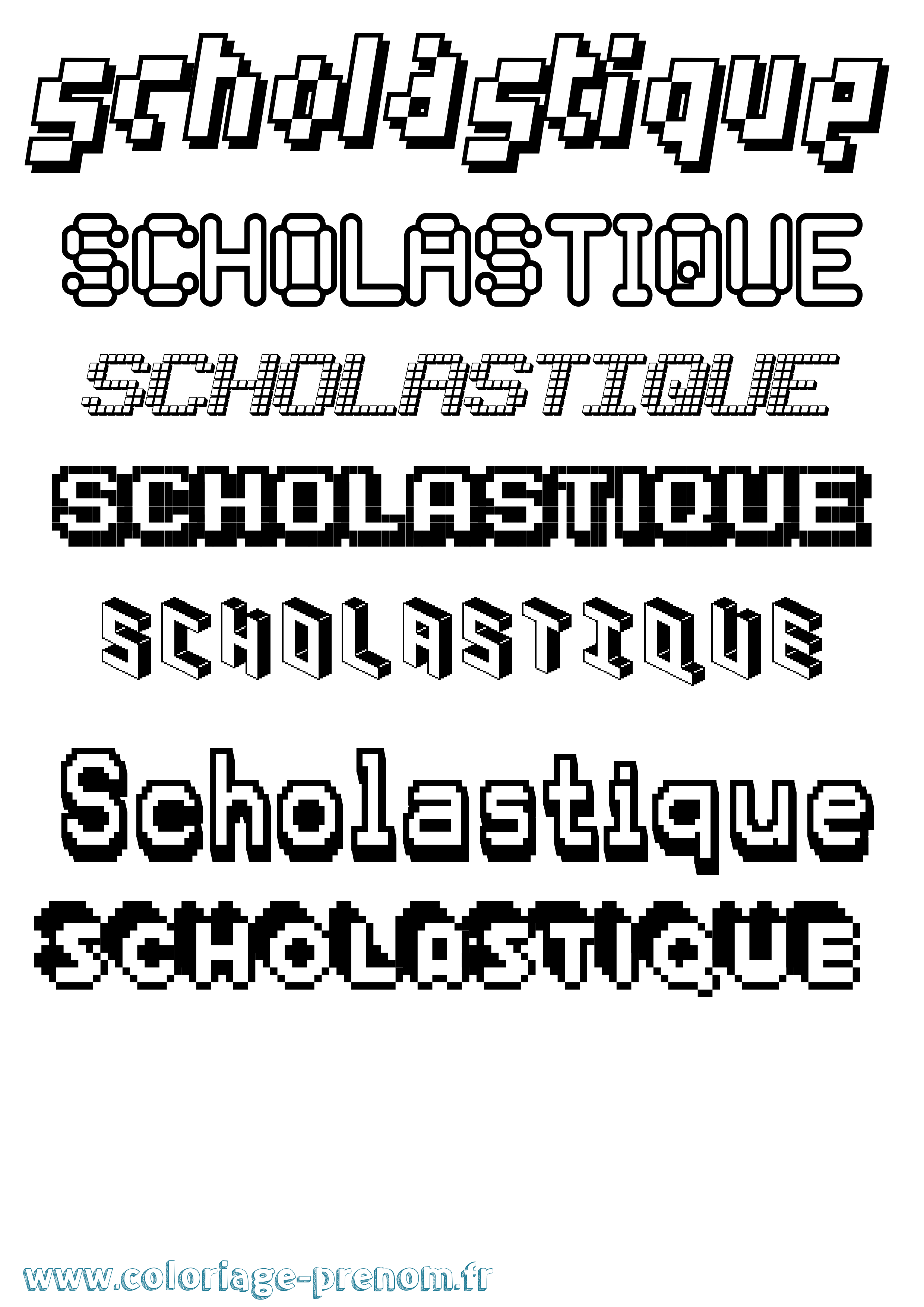 Coloriage Scholastique Pixel Coloriage prénom Scholastique Pixel