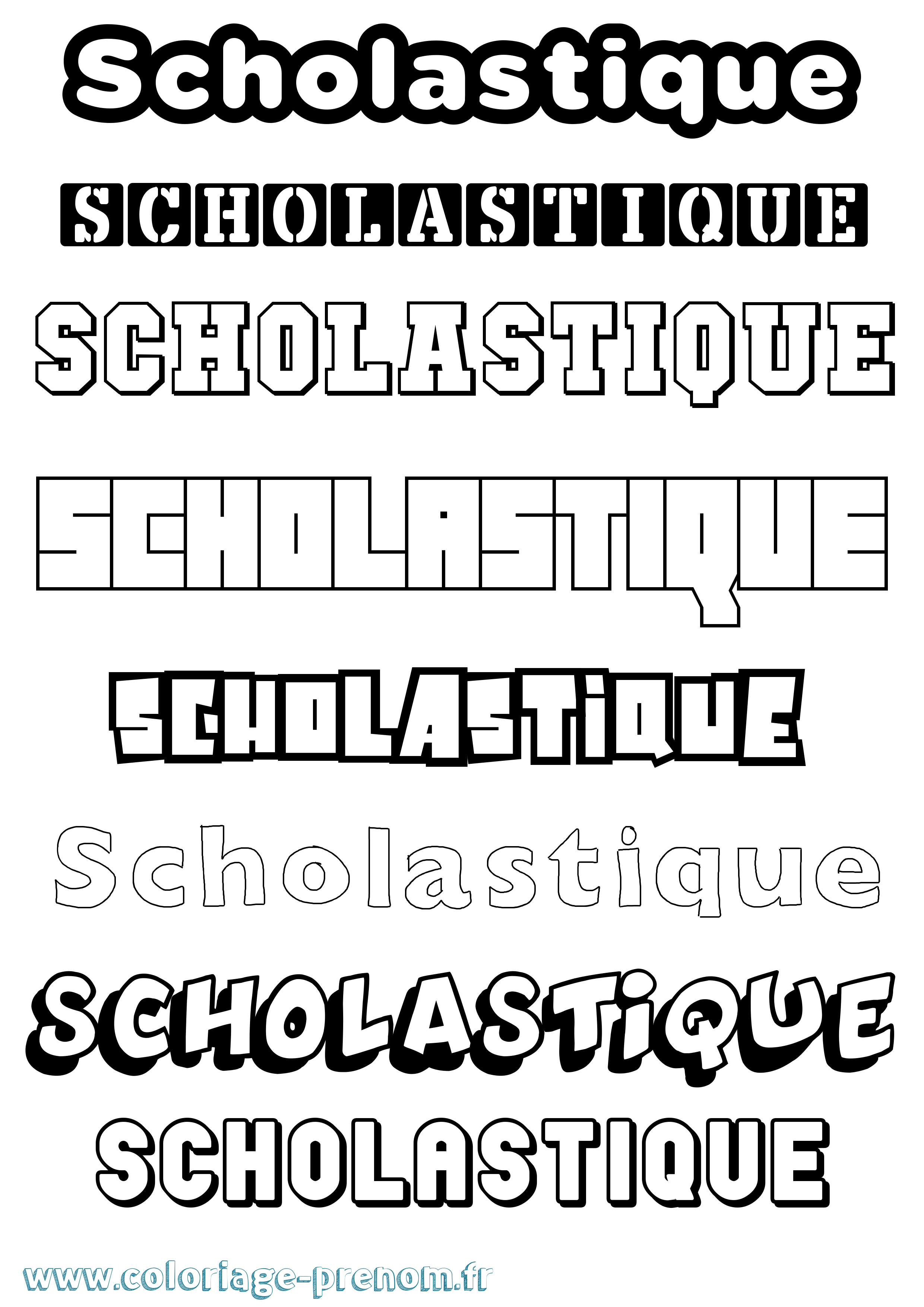 Coloriage Scholastique Simple Coloriage prénom Scholastique Simple