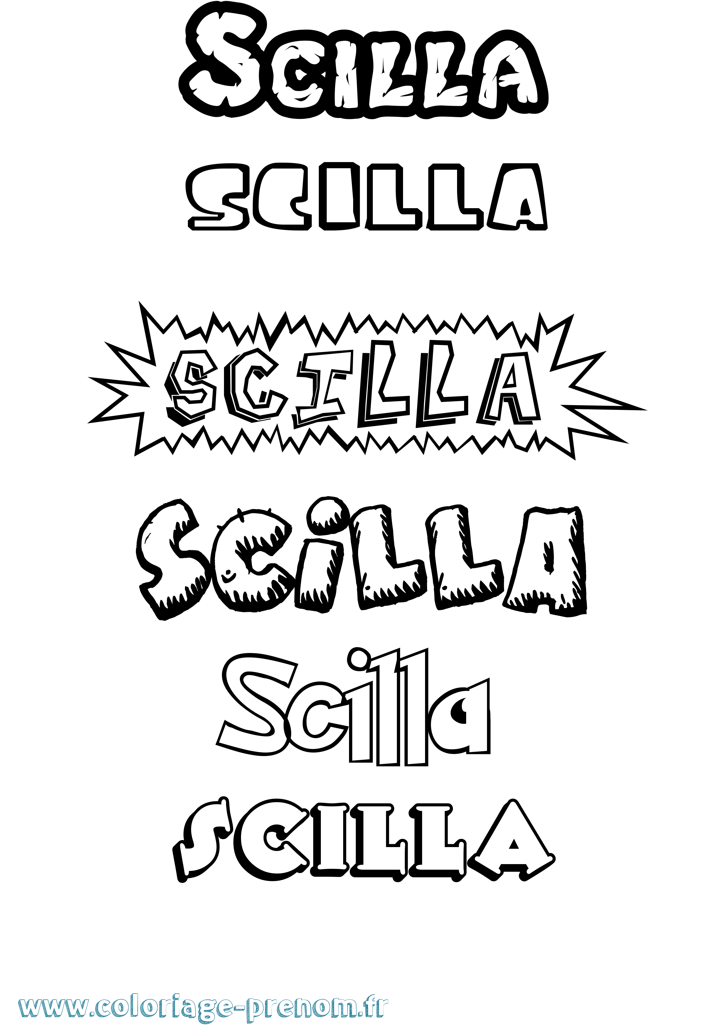 Coloriage Scilla Dessin Animé Coloriage prénom Scilla Dessin Animé