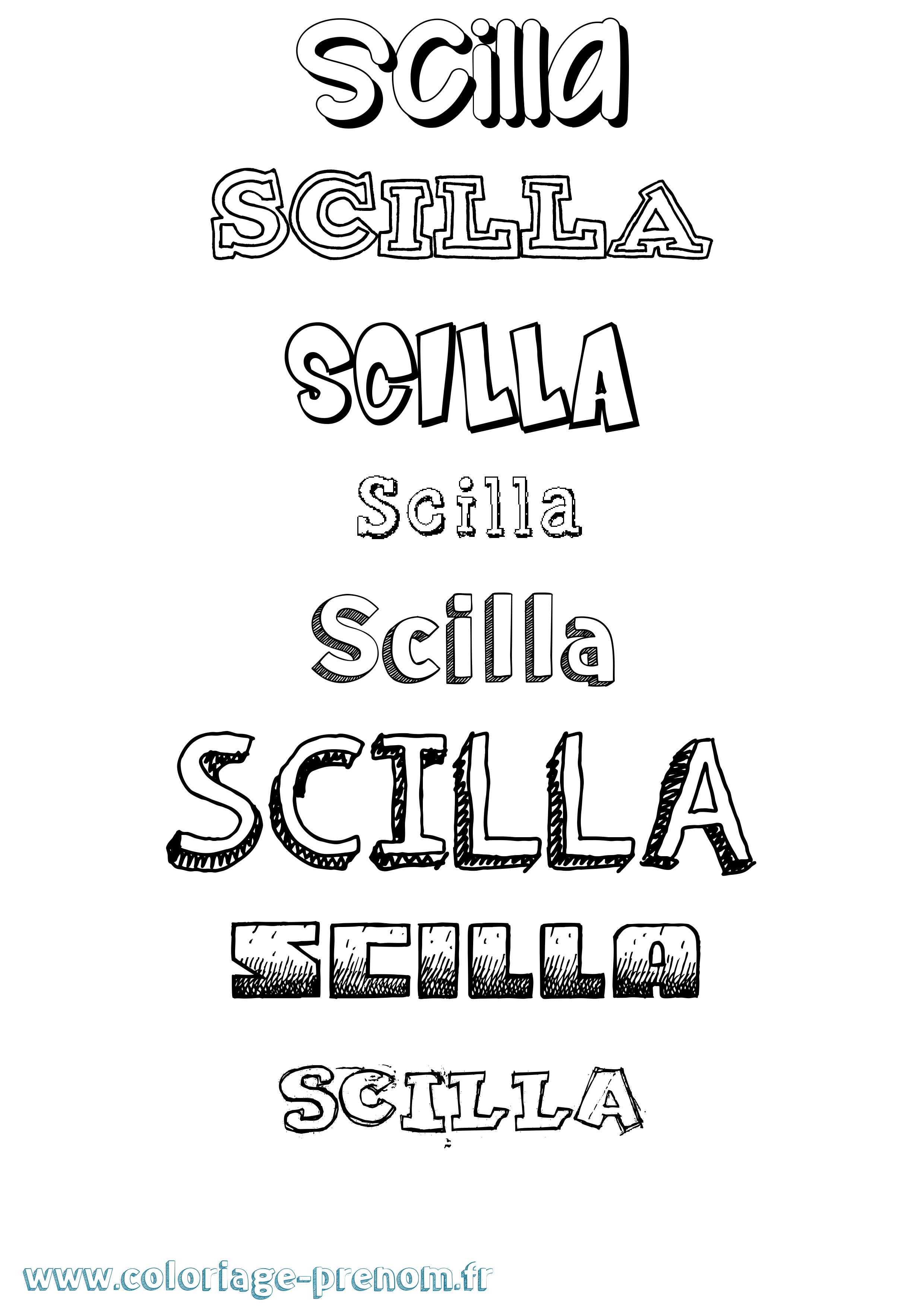 Coloriage Scilla Dessiné Coloriage prénom Scilla Dessiné