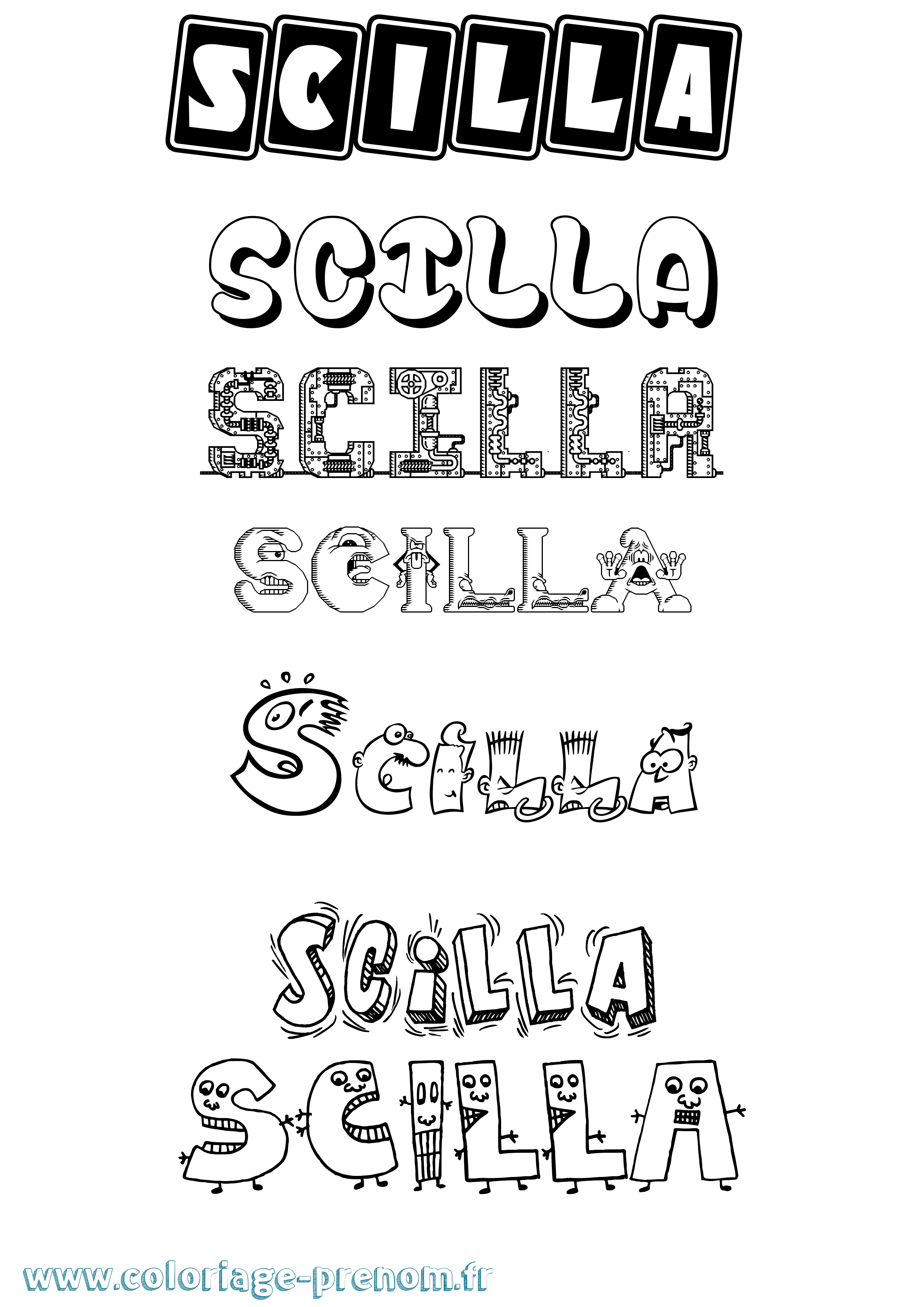 Coloriage Scilla Fun Coloriage prénom Scilla Fun