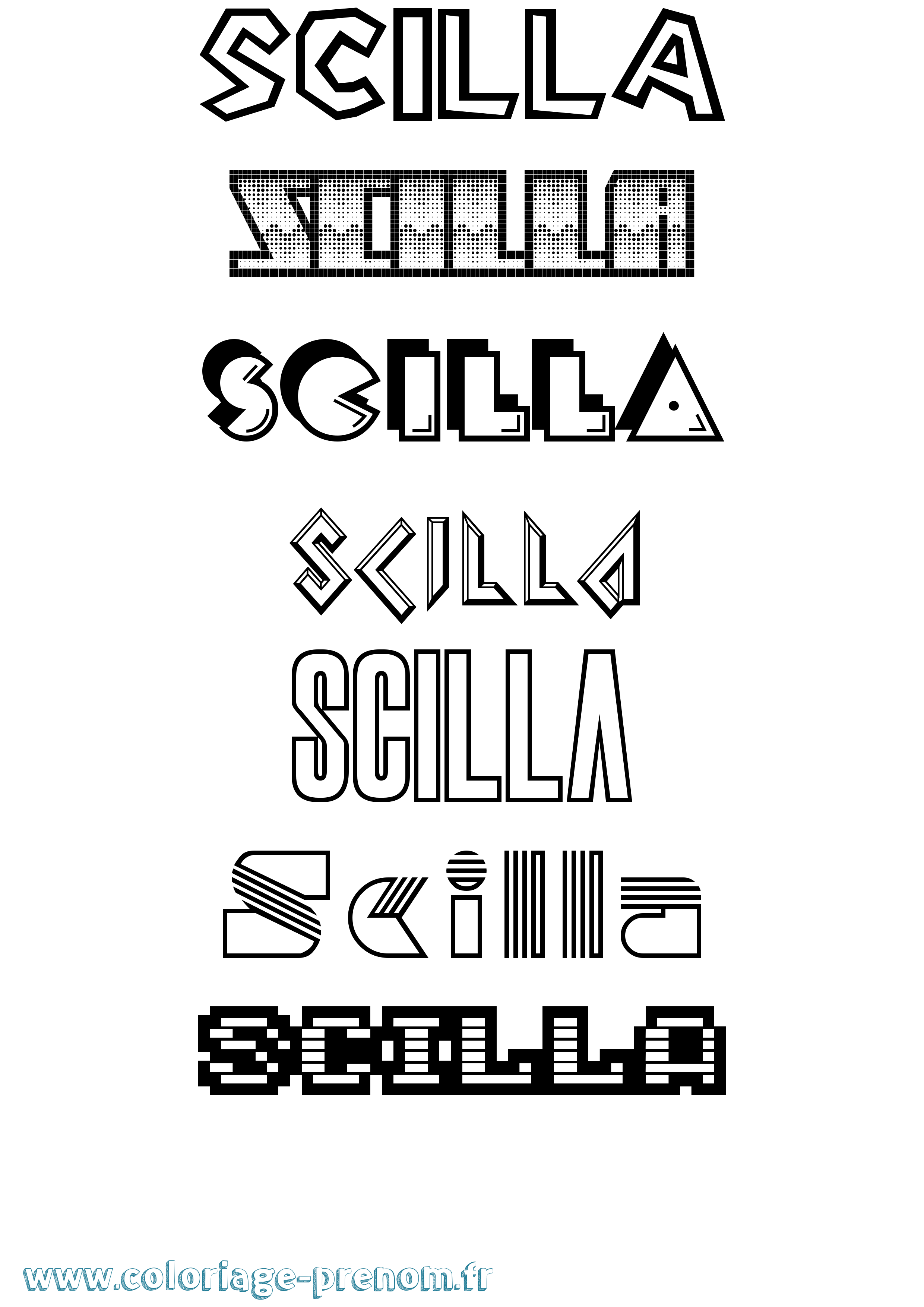 Coloriage Scilla Jeux Vidéos Coloriage prénom Scilla Jeux Vidéos