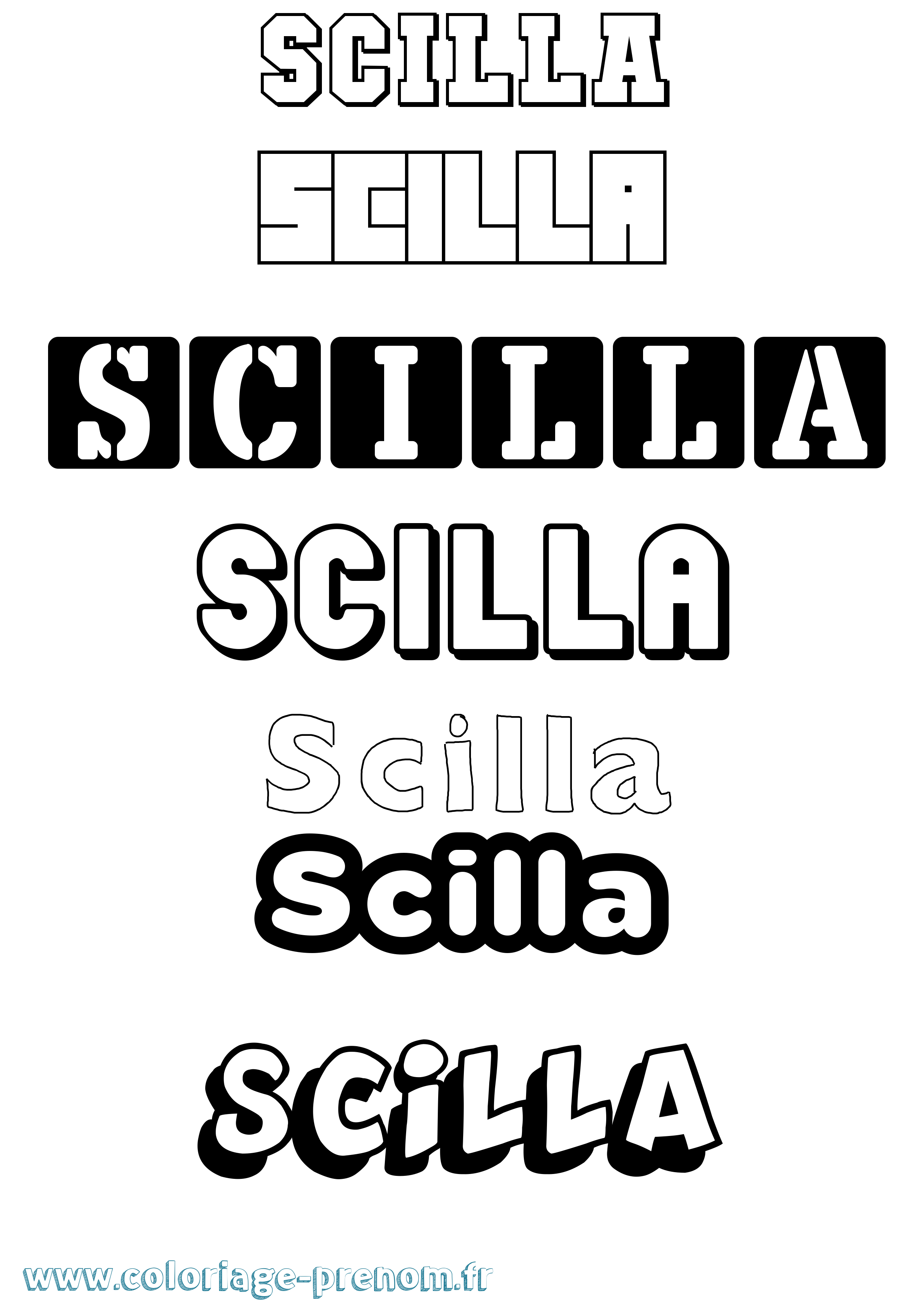 Coloriage Scilla Simple Coloriage prénom Scilla Simple