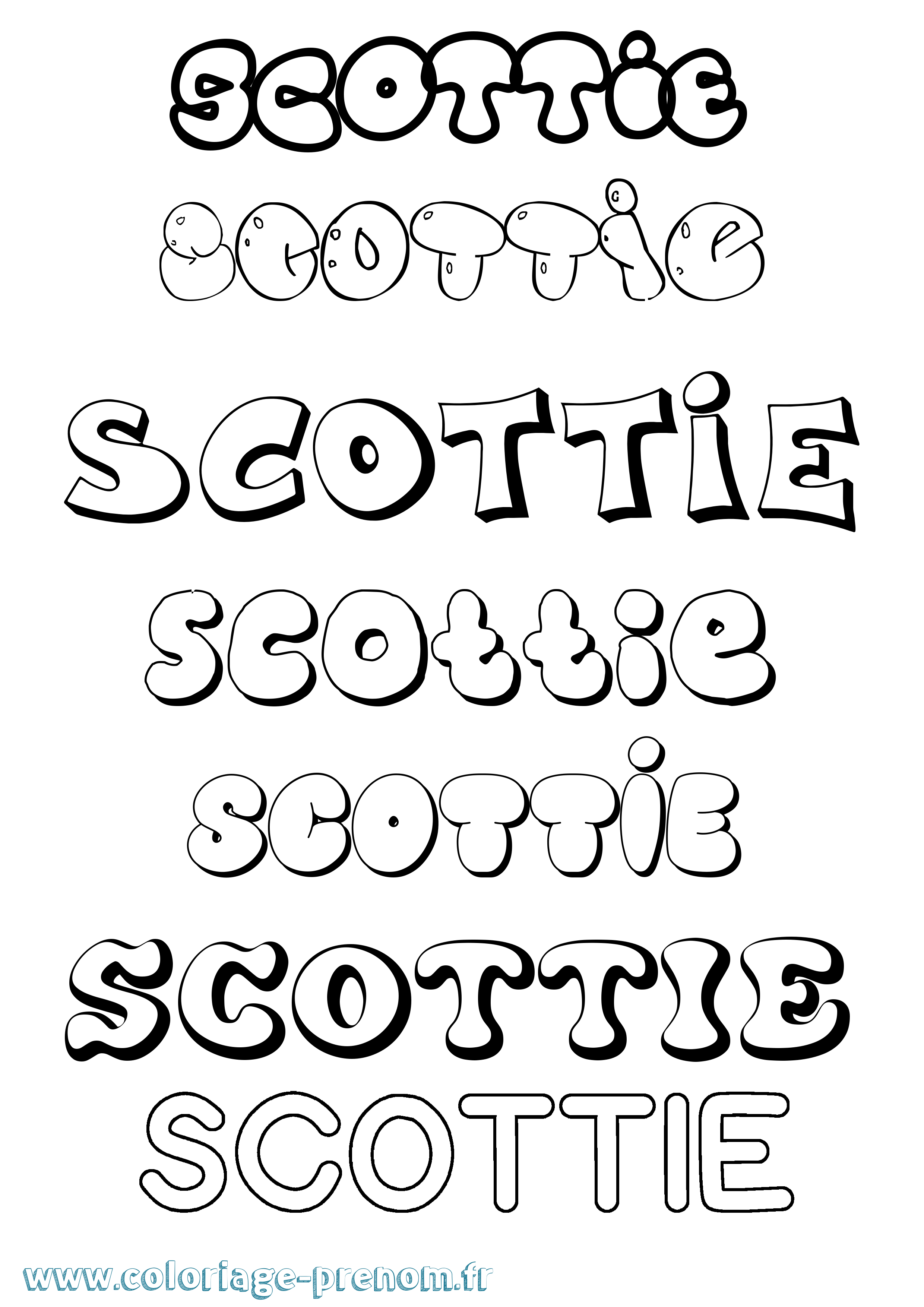 Coloriage Scottie Bubble Coloriage prénom Scottie Bubble