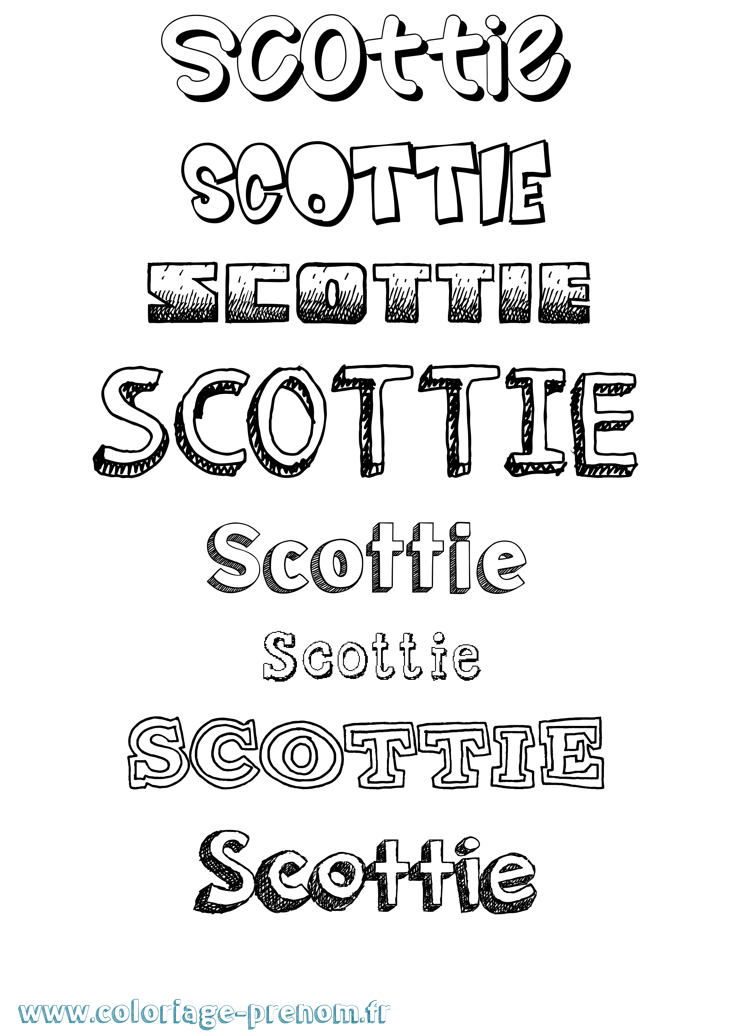 Coloriage Scottie Dessiné Coloriage prénom Scottie Dessiné