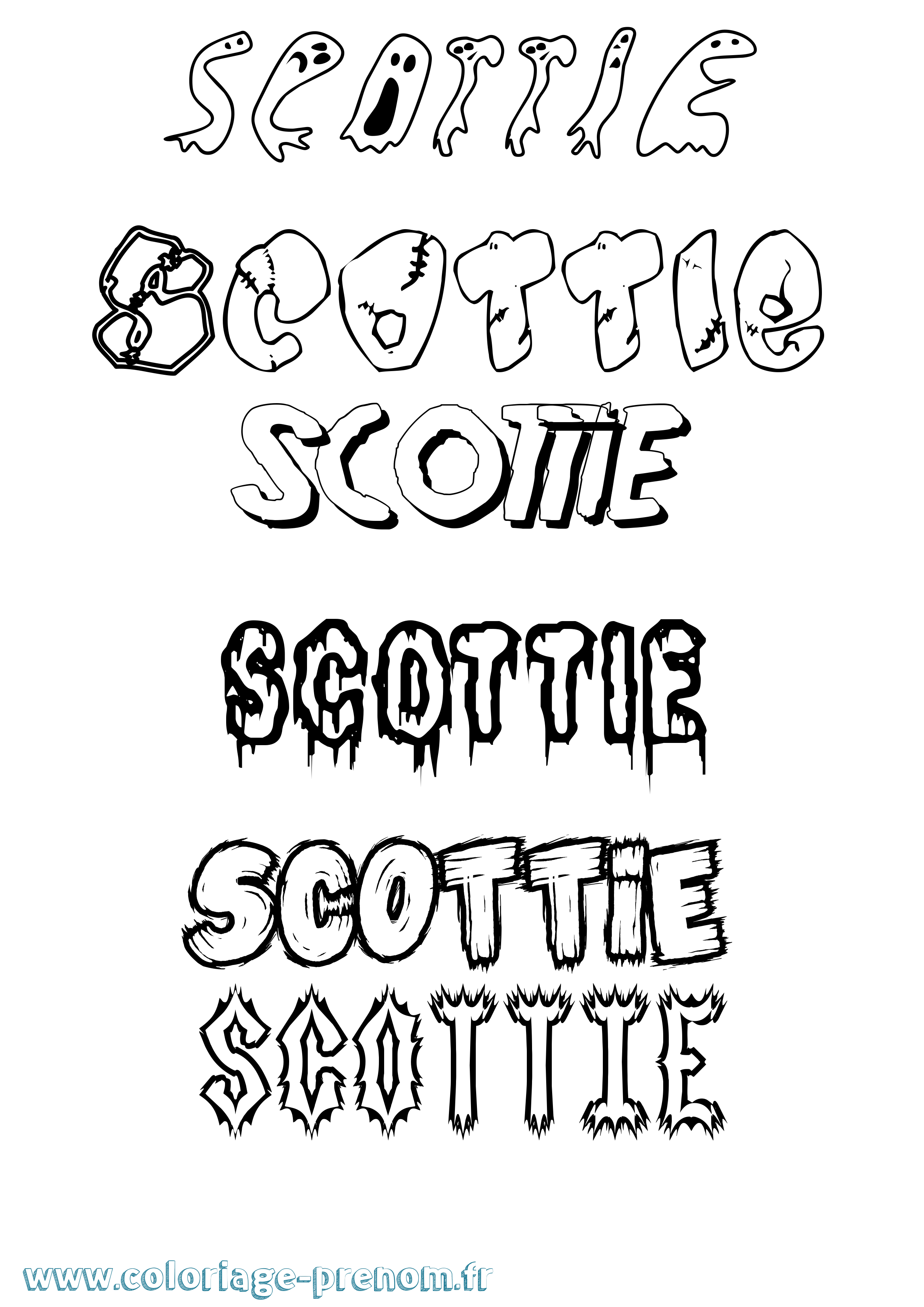 Coloriage Scottie Frisson Coloriage prénom Scottie Frisson