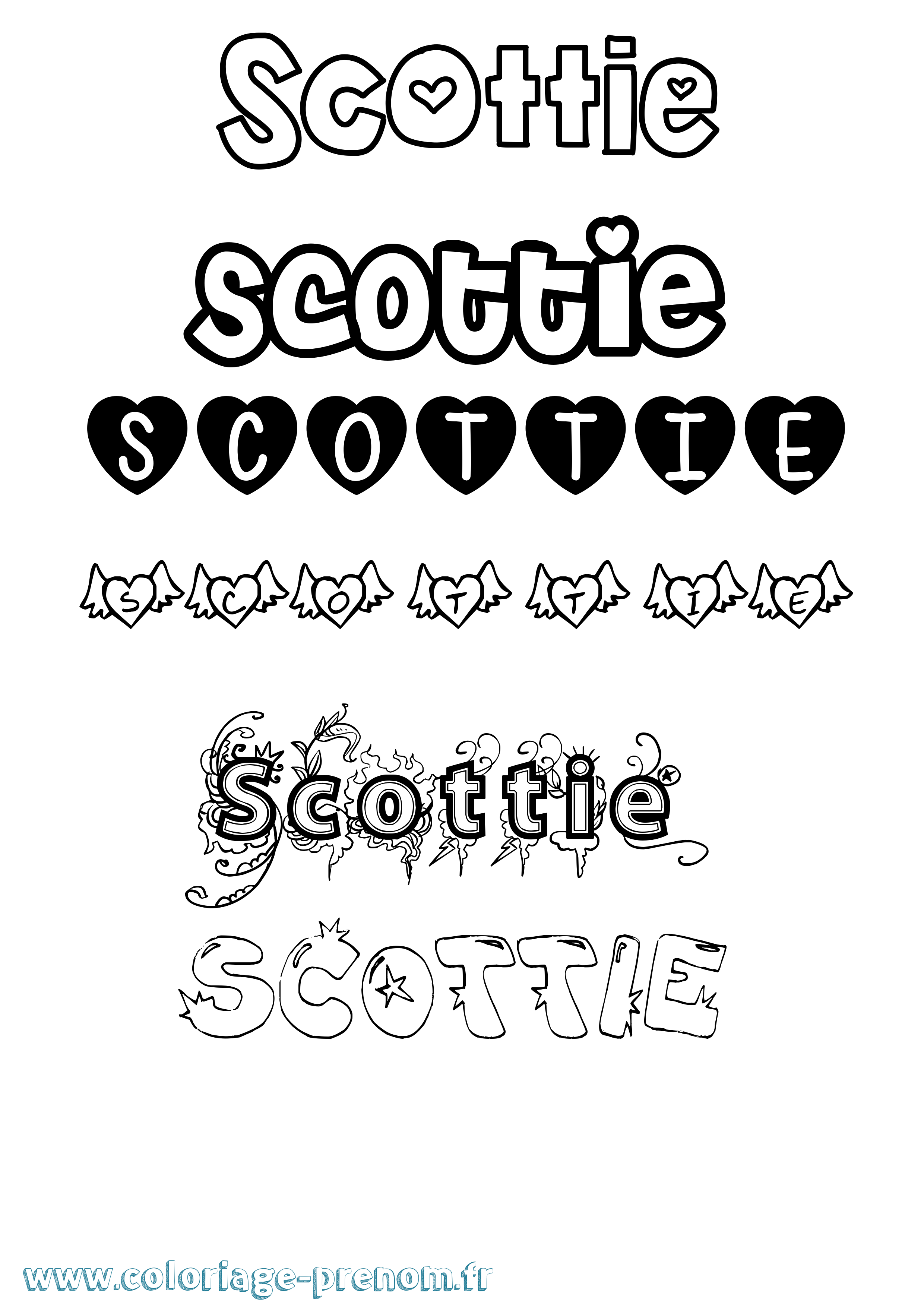 Coloriage Scottie Girly Coloriage prénom Scottie Girly