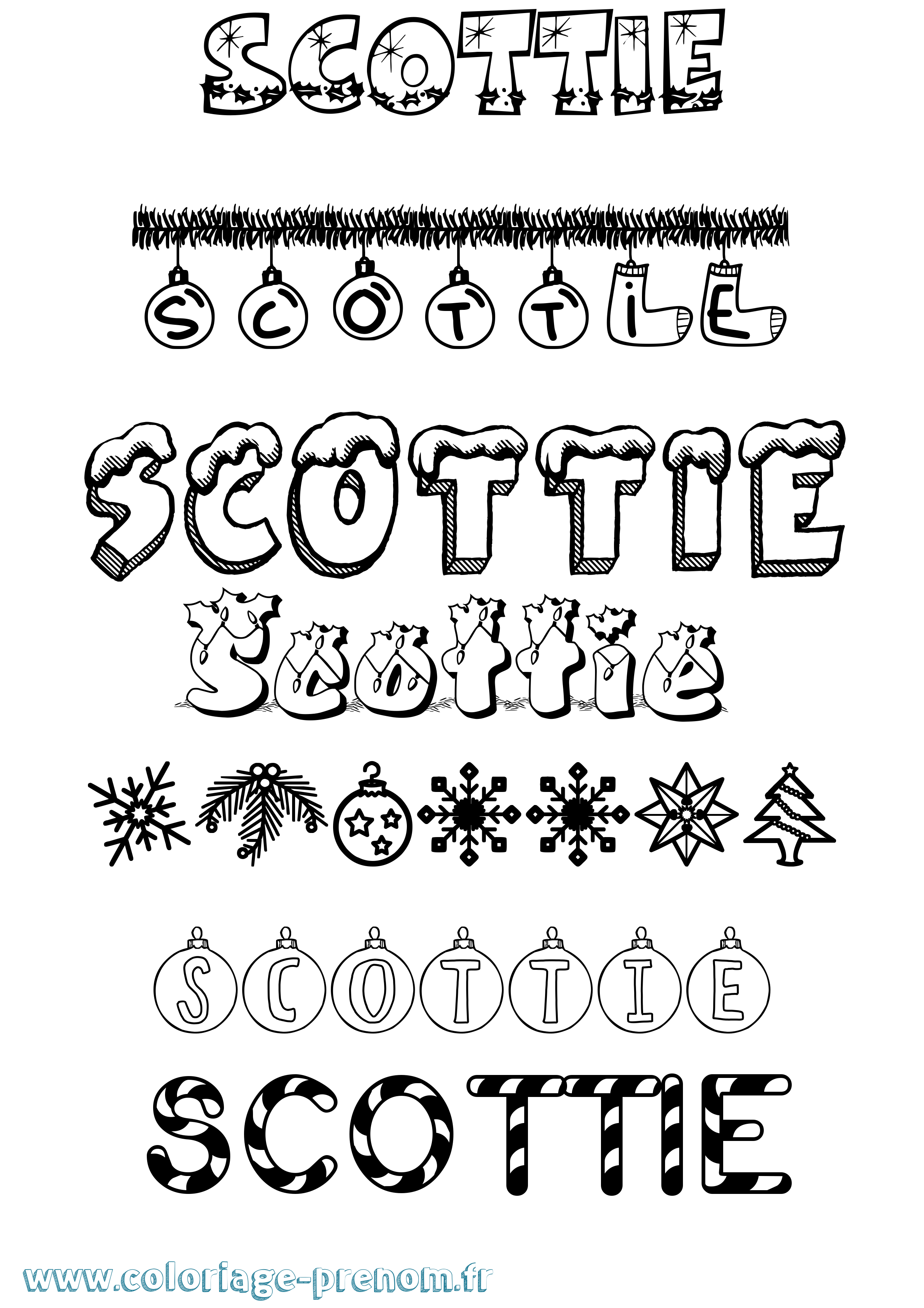 Coloriage Scottie Noël Coloriage prénom Scottie Noël