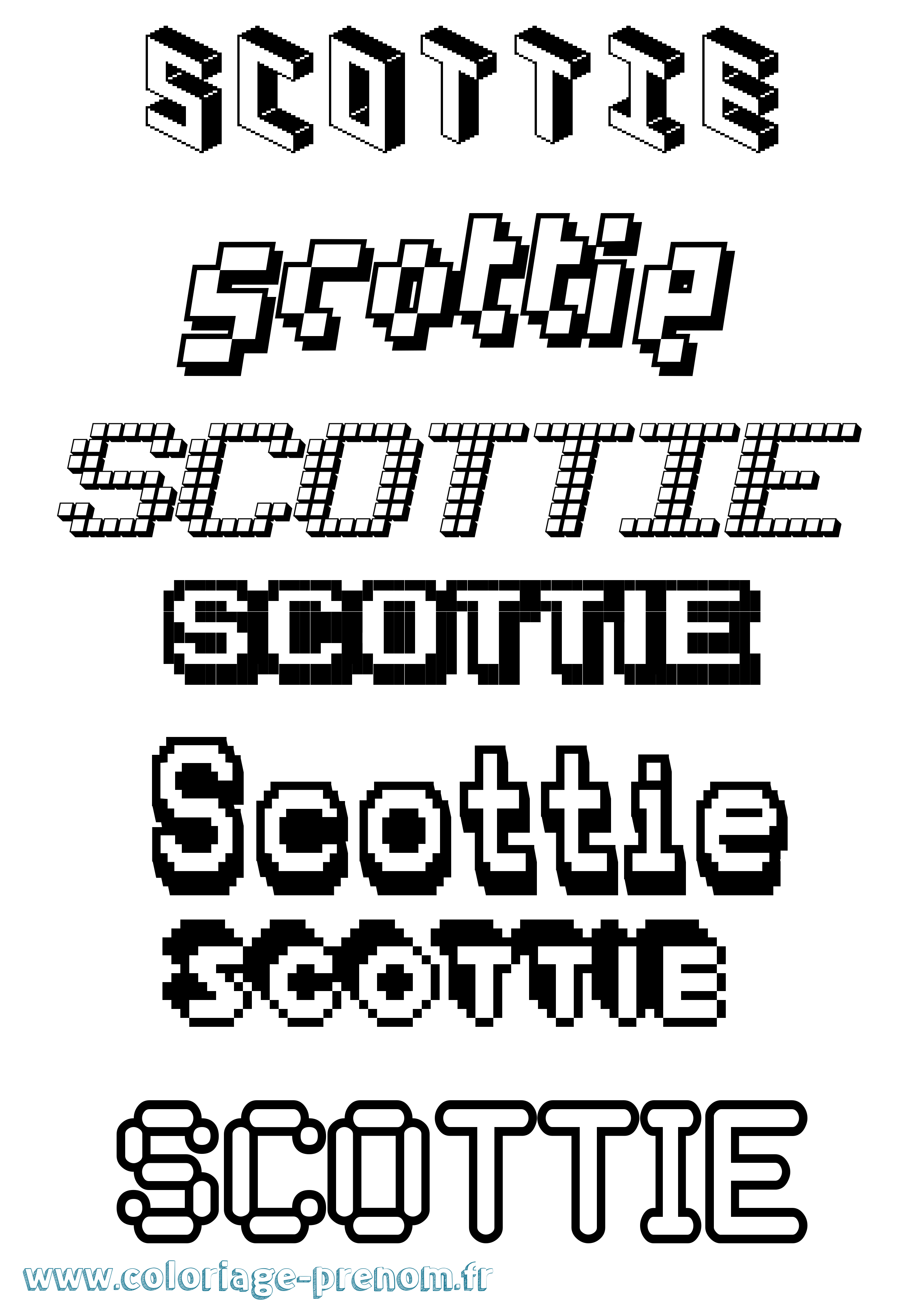 Coloriage Scottie Pixel Coloriage prénom Scottie Pixel