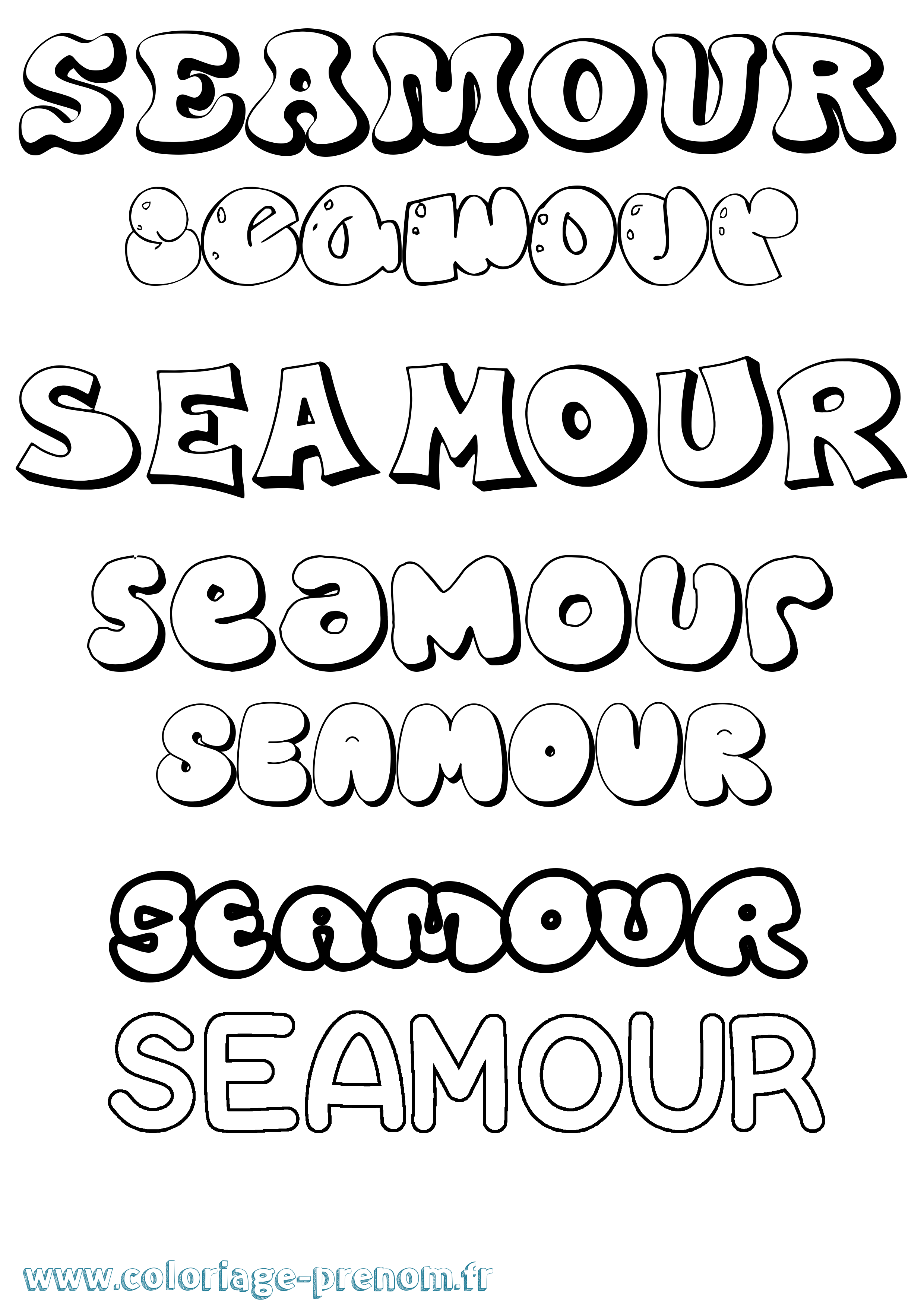 Coloriage Seamour Bubble Coloriage prénom Seamour Bubble