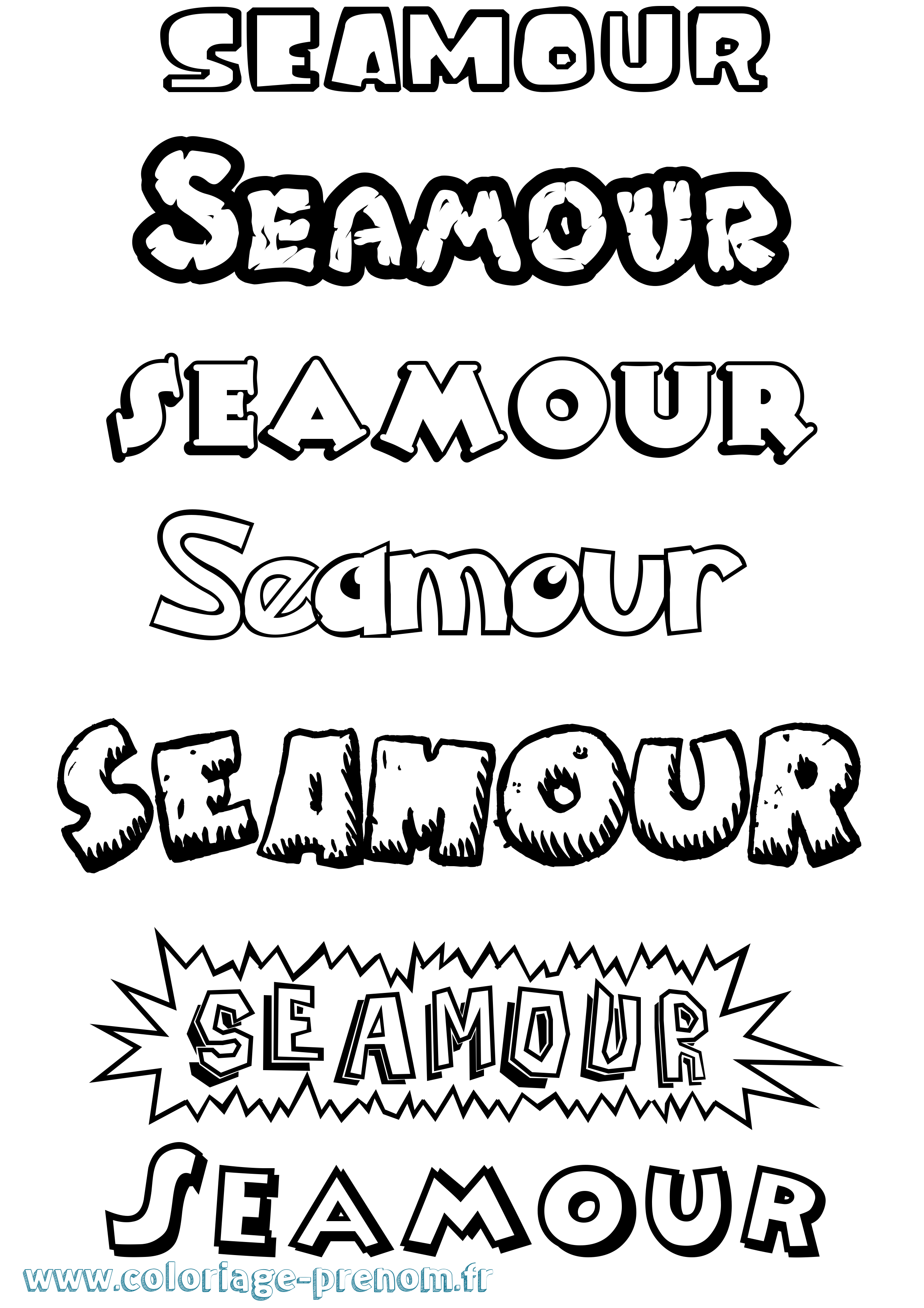 Coloriage Seamour Dessin Animé Coloriage prénom Seamour Dessin Animé