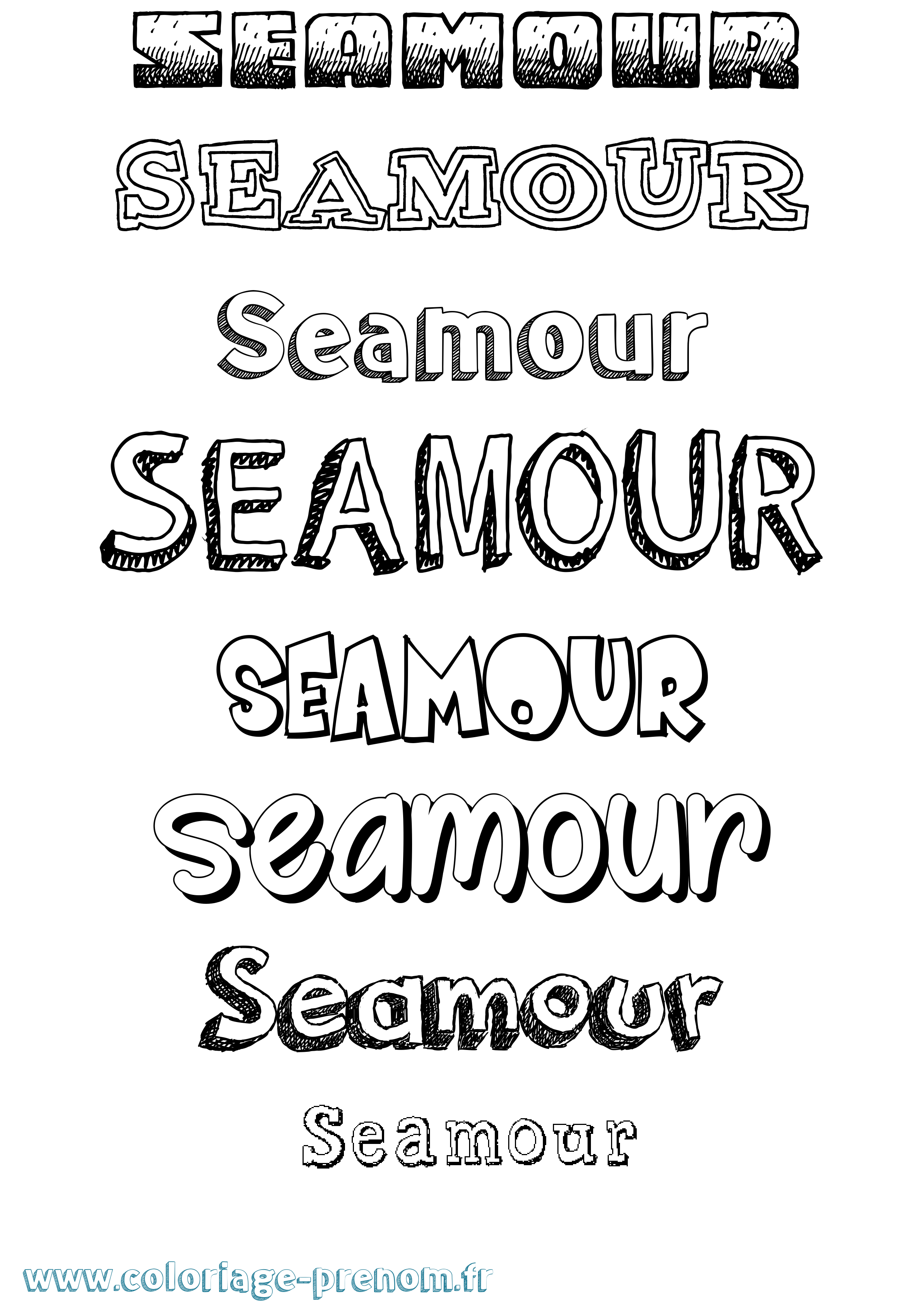 Coloriage Seamour Dessiné Coloriage prénom Seamour Dessiné
