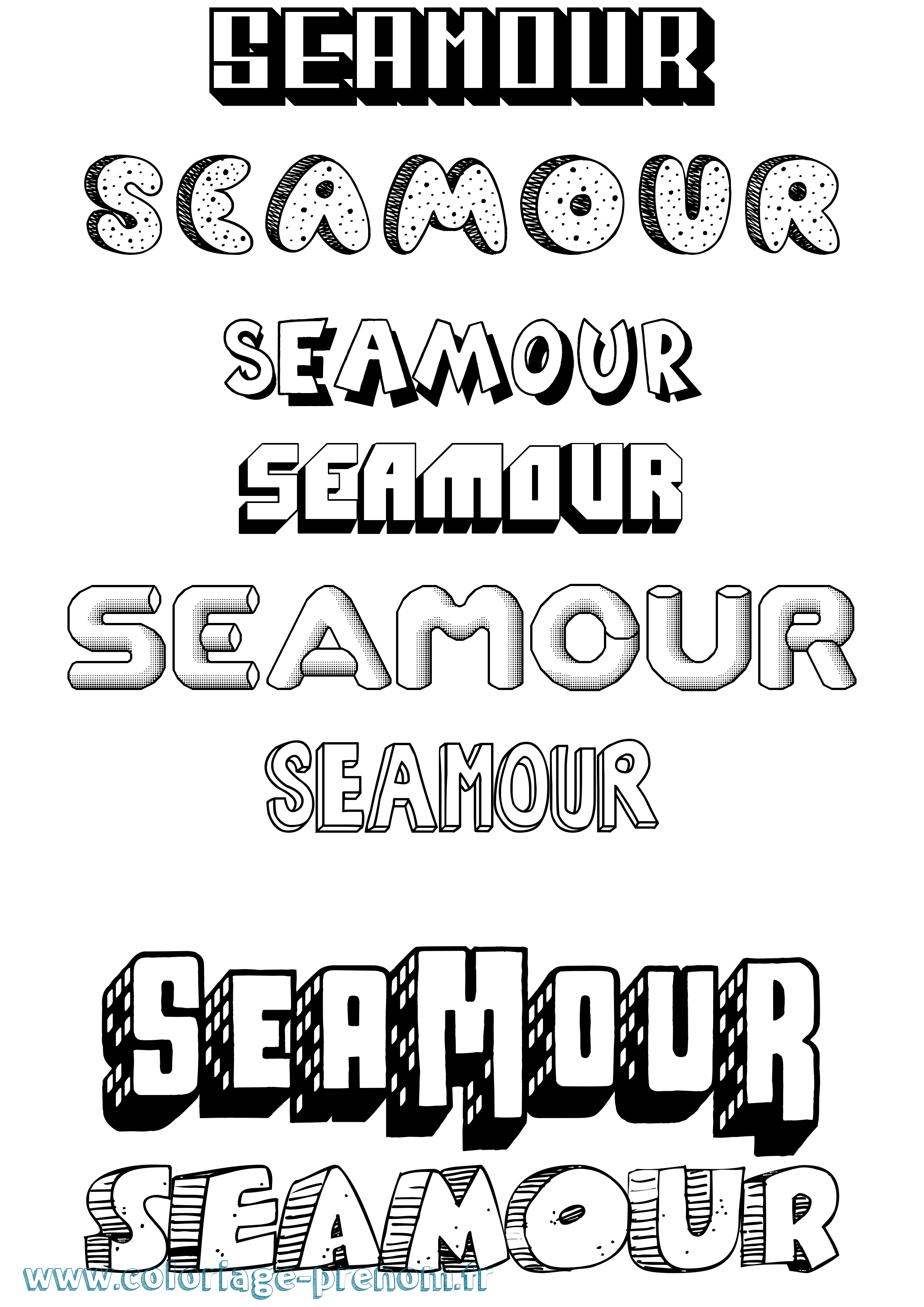 Coloriage Seamour Effet 3D Coloriage prénom Seamour Effet 3D